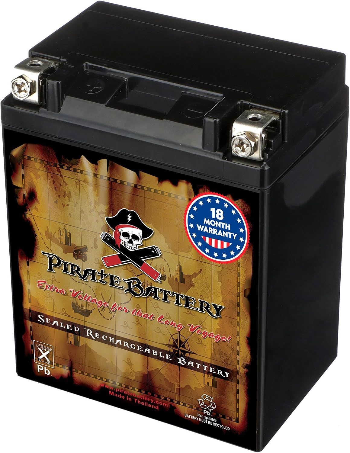 Pirate Battery YTX20HL-BS 310 CCA Maintenance-Free 12V 19Ah Battery Replacement for ATV, Harley Davidson Motorcycle, Jet Skis, Scooter, UTV, and More - Nut and Bolt (T3) Terminal