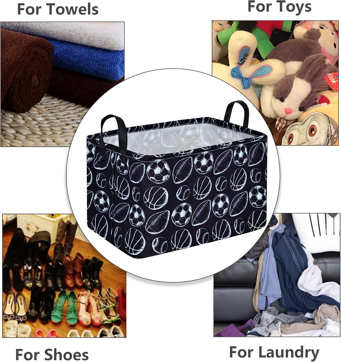 MAIZMZ Rectangular Storage Basket Collapsible Organizer Bin Waterproof Toy Box for Organizing Home/Dorm/Kitchen/Pet/Office/Closet/Shelf/Gift Baskets