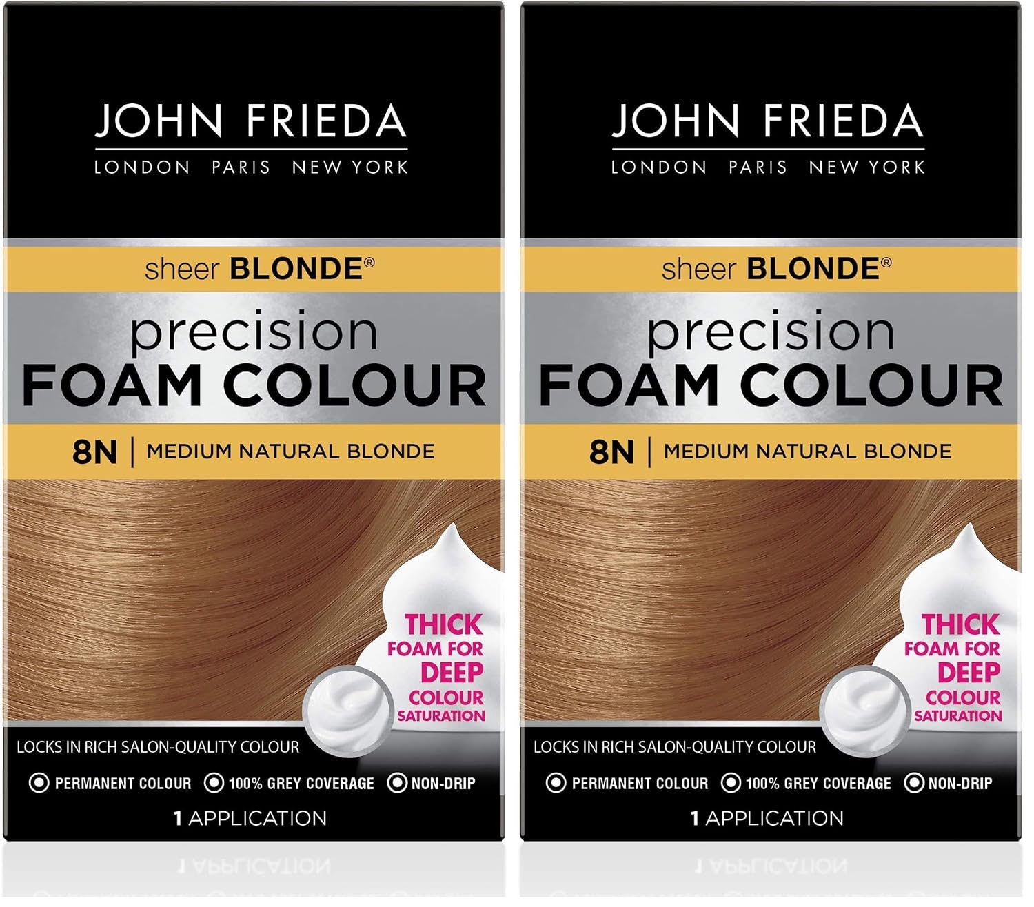 John Frieda Precision Foam Colour Light Natural Blonde 9N, 1 Application | Full Gray Coverage, Anti-Fade Color, Light Blonde Tone, Deep Saturation, Easy Foam Application
