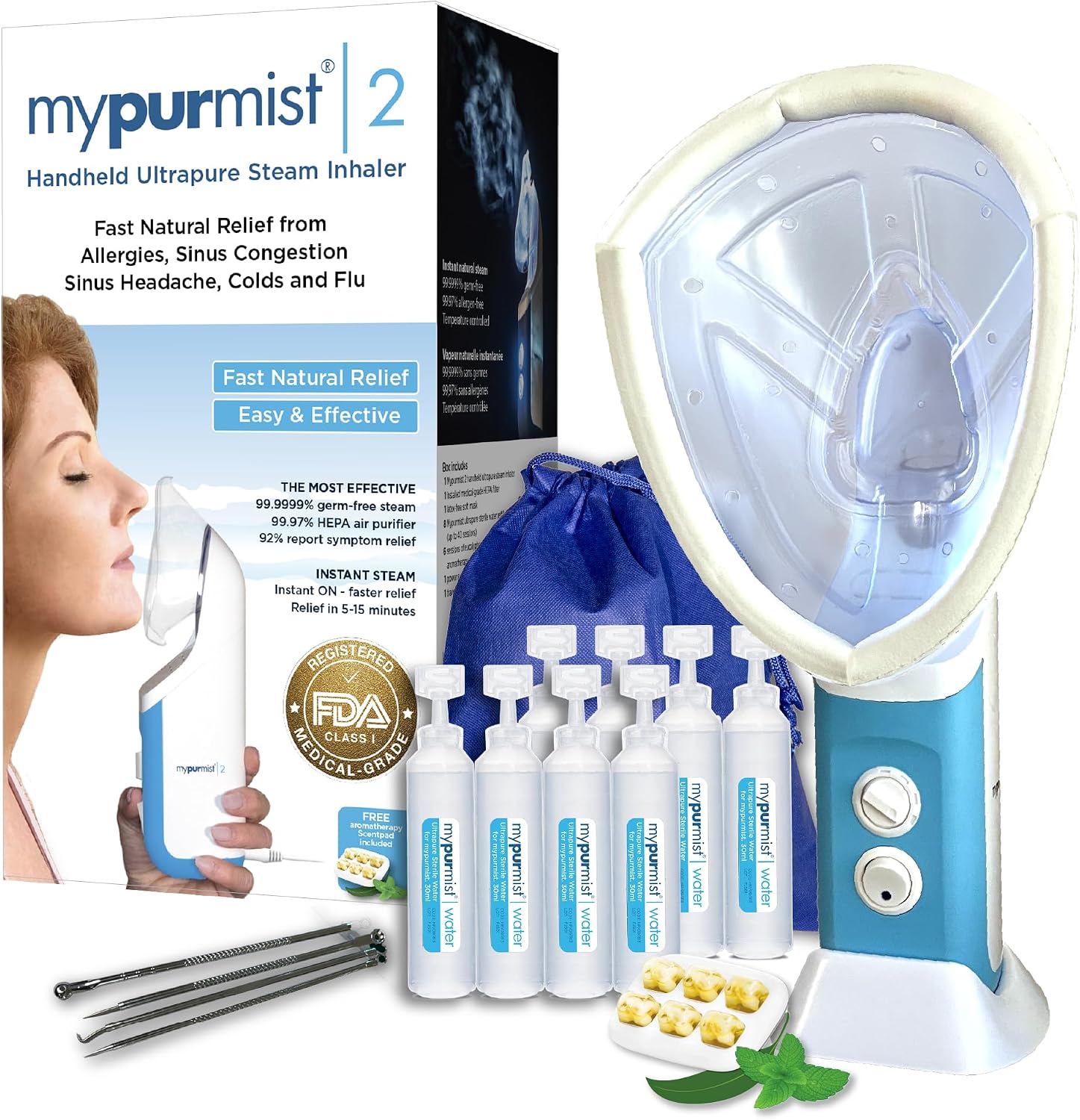 Mypurmist 2 Plug-in Steam & Sinus Inhaler Premium Value Kit