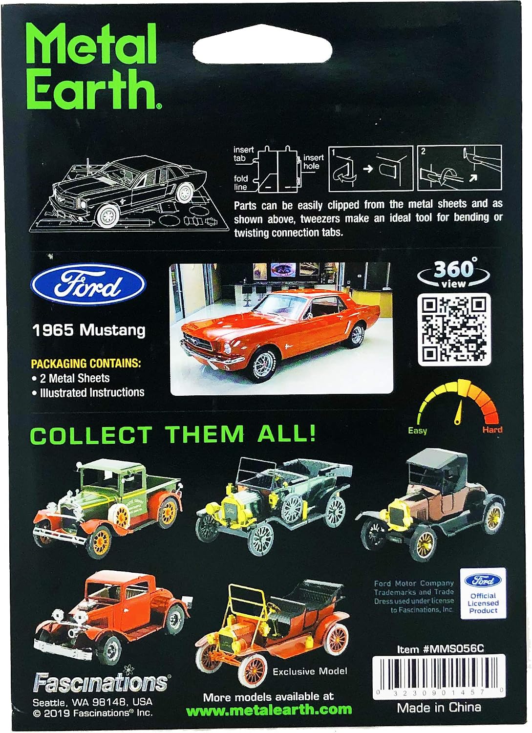 Fascinations Metal Earth 1965 Ford Mustang Red 3D Metal Model Kit