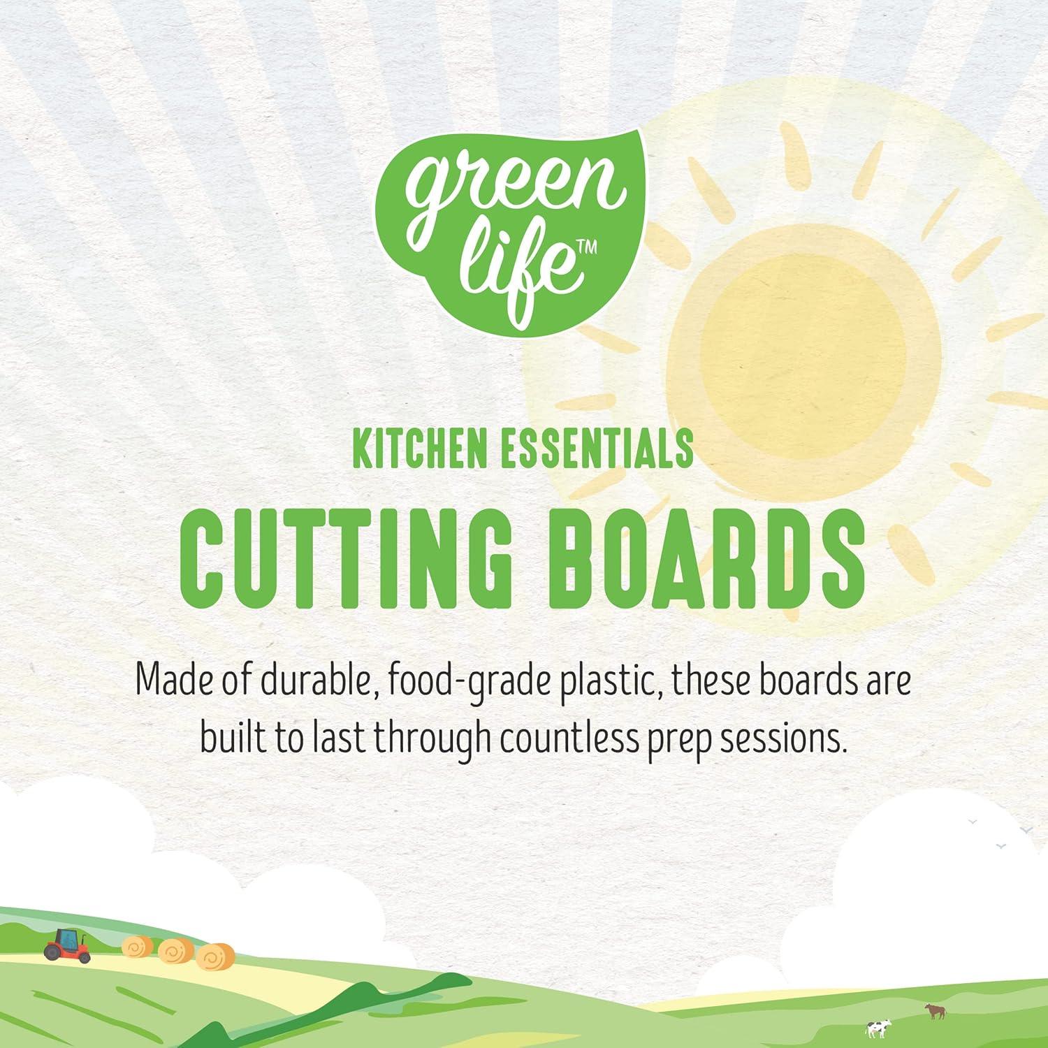 GreenLife Cutting Board Set 8x12" & 10x14", Extra Durable, Meal Prep, Non-Slip, Grip Handles, Crack Resistant, Dishwasher Safe, Reversible, Versatile Kitchen Essentials, Turquoise