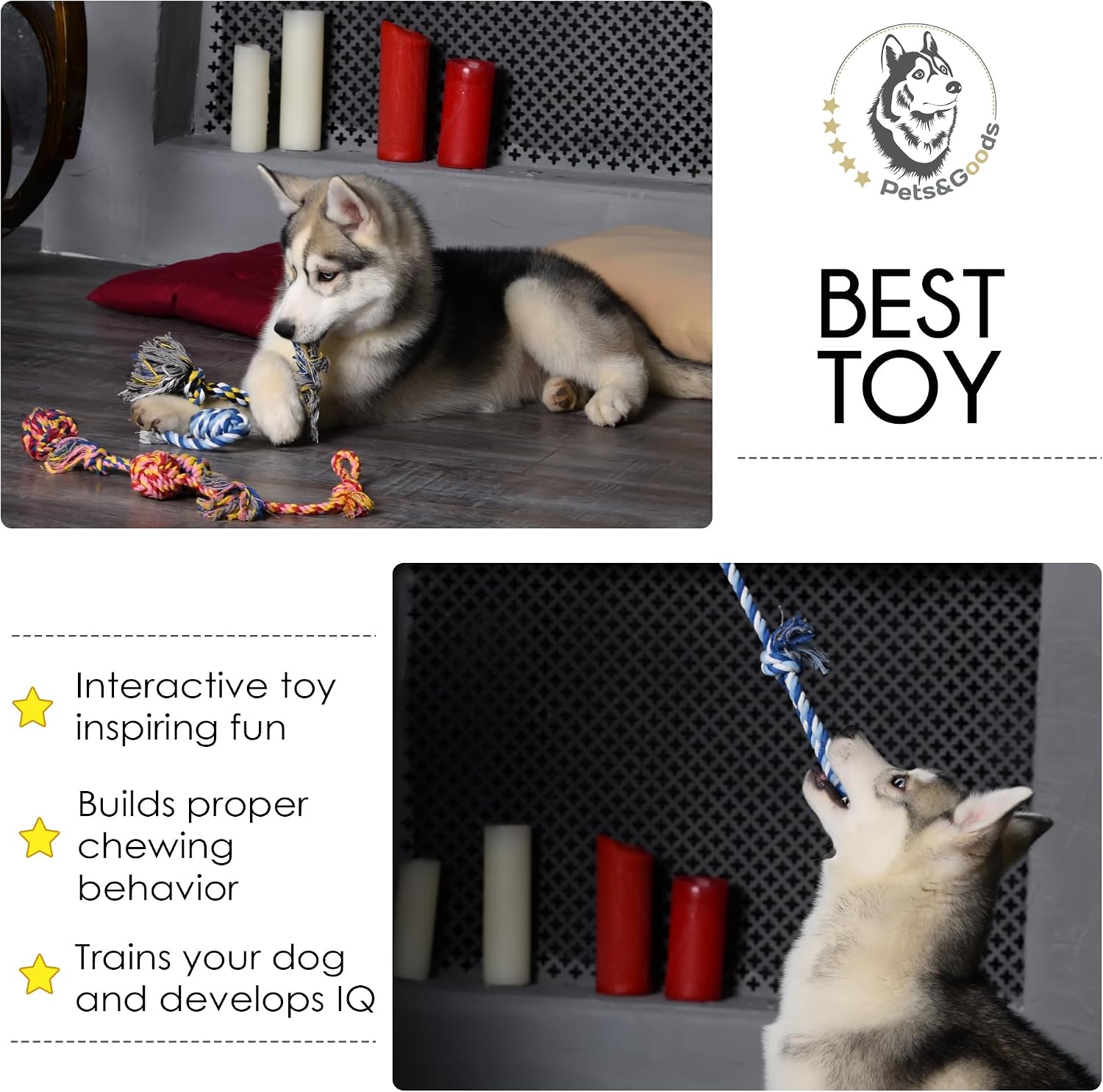 Pets&Goods Dog Rope Chew Toys – 5-Pack Durable Cotton Tug Toys for Puppies & Small/Medium Dogs – Dental Cleaning, Teething Relief