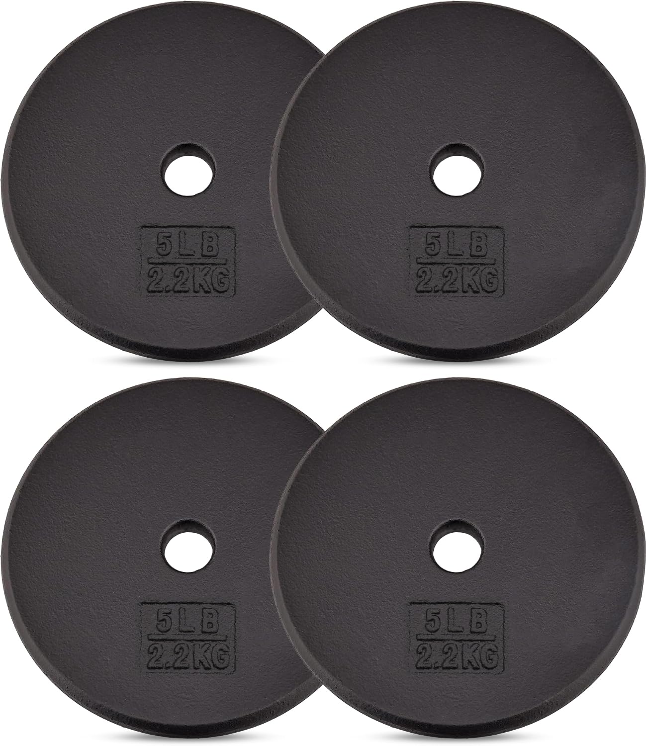 Yes4All Standard Weight Plates, 1-Inch Cast Iron Barbell Weights, Wide Range 5–50 LB, Ideal for Strength Training & Workout Routine, Available in Single, Pair & Set of 4