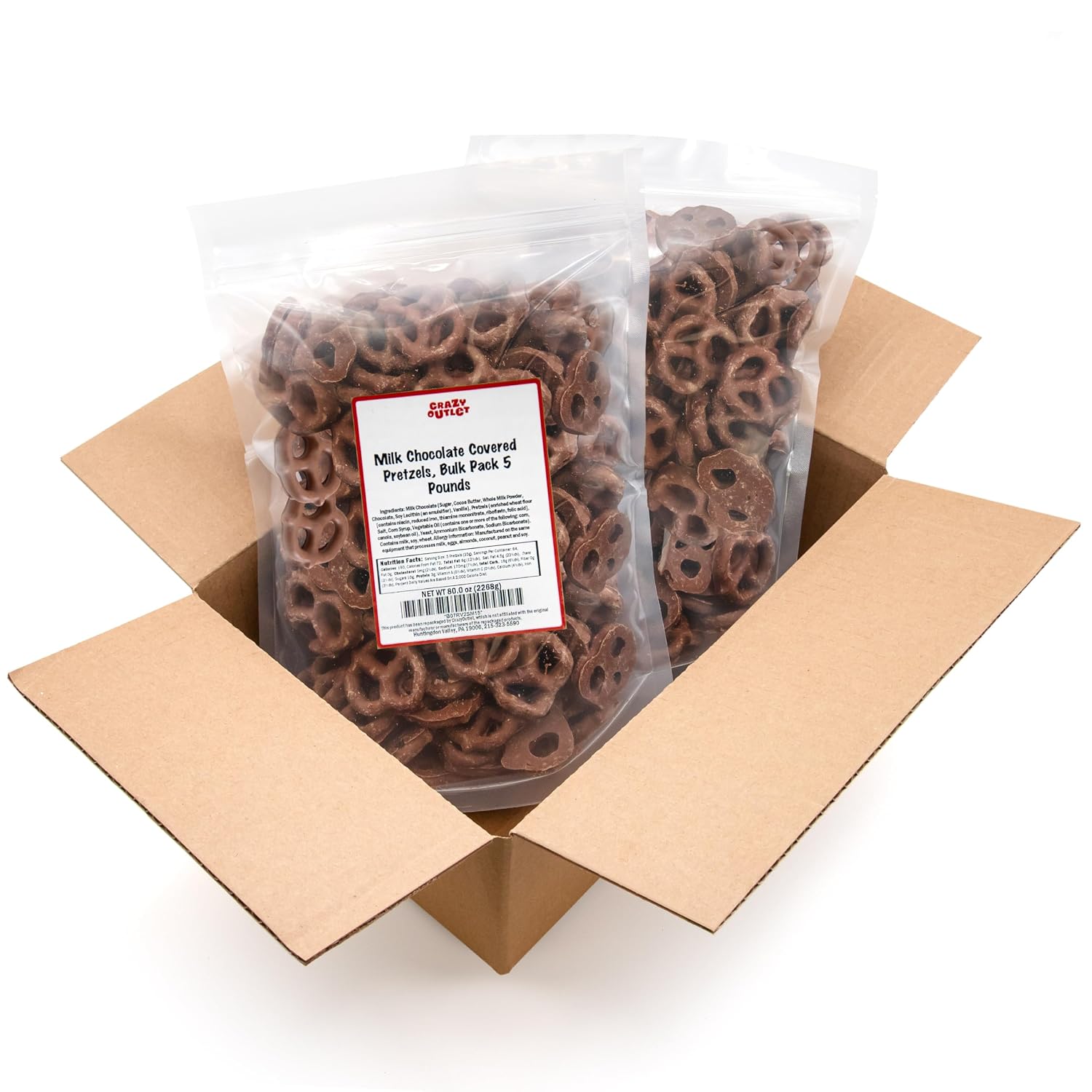 Milk Chocolate Pretzels, Sweet & Salty Snack - 5 Lb Pack | Chocolate-Covered Pretzels for Office Bowls, Snacking, and Gifting