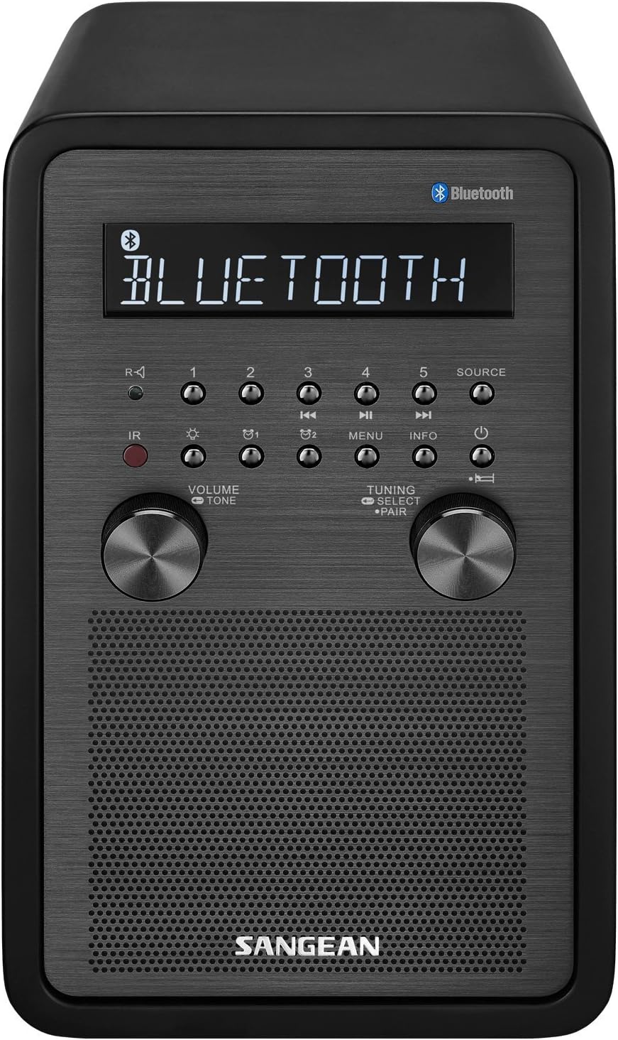 Sangean WR-50P AM/FM Bluetooth Wood Cabinet Tabletop Stereo Digital Receiver, Black
