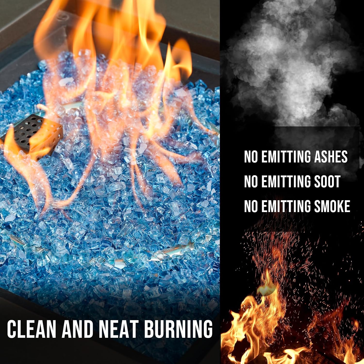 Skyflame 1/4" Pacific Blue Regular Fire Glass for Fire Pit Fireplace