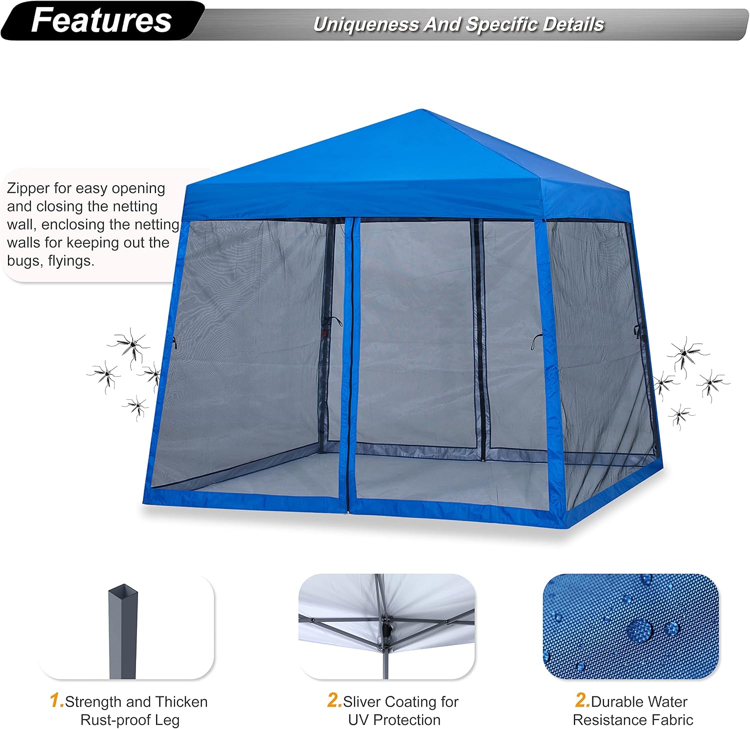 ABCCANOPY 10x10 Pop Up Canopy Tent, Slant Leg Outdoor Shade, Dark Gray