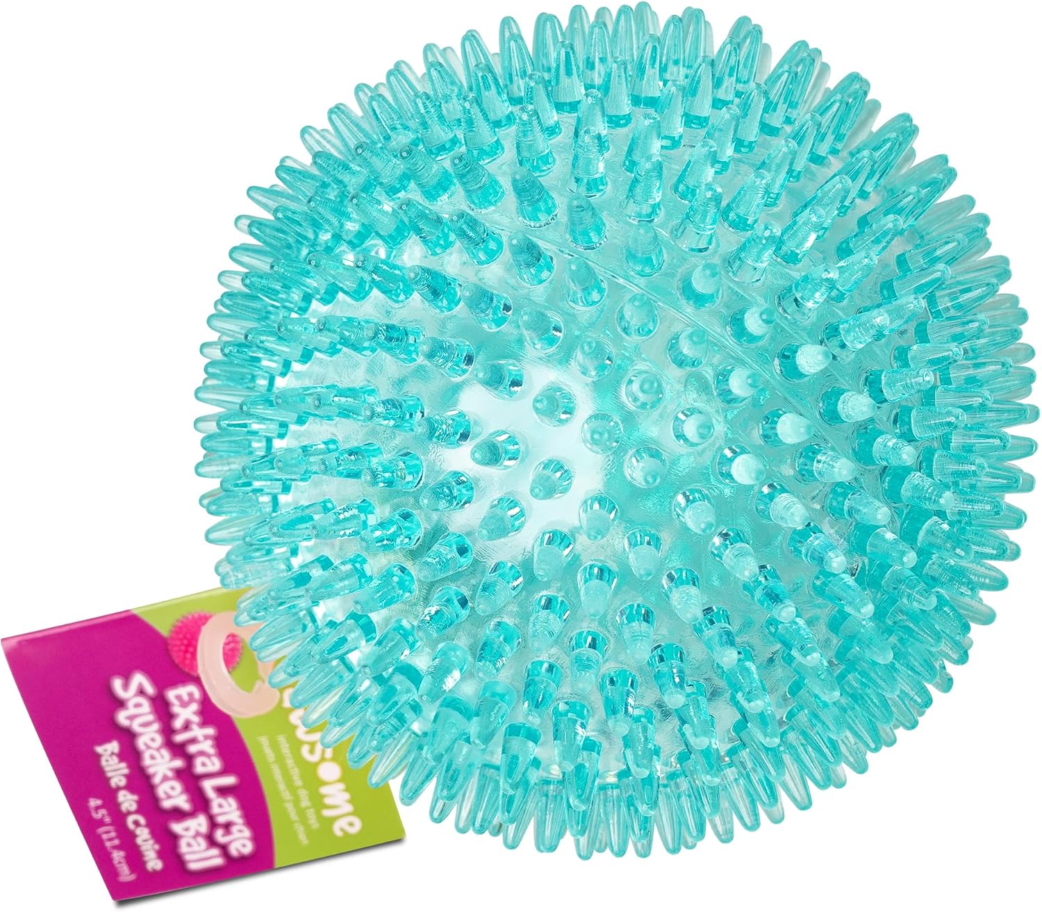 Gnawsome™ 4.5” Spiky Squeaker Ball Dog Toy - Extra Large, Cleans Teeth and Promotes Good Dental and Gum Health for Your Pet, Colors will vary