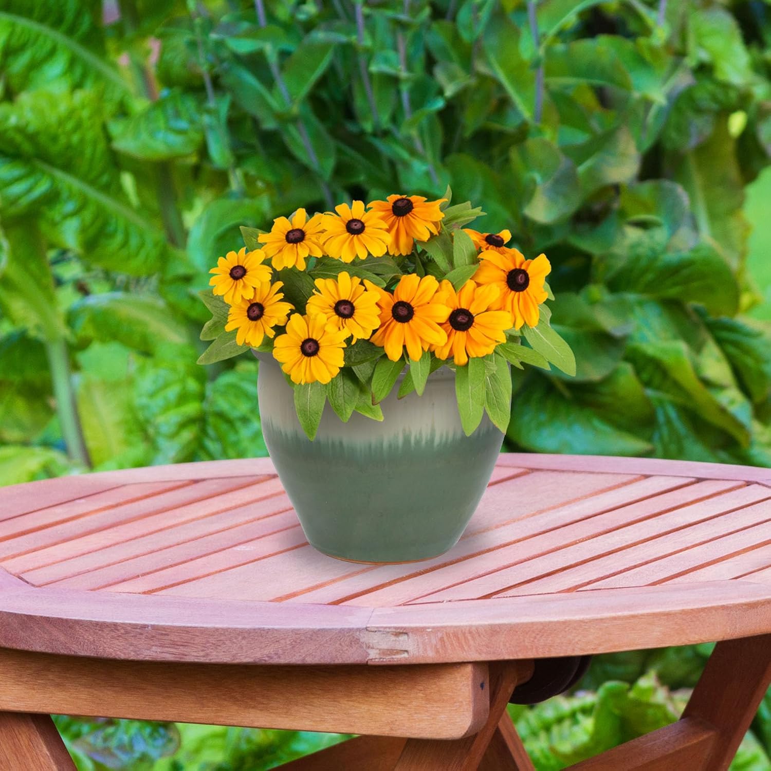 Sunnydaze Chalet 12" Ceramic Plant Pot, Imperial Blue Glaze, 2pk