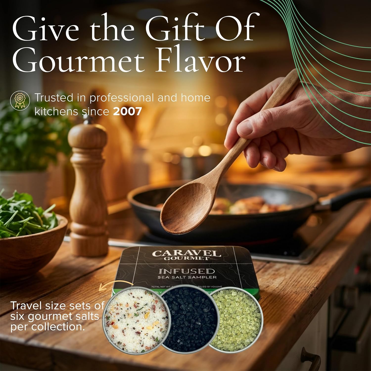 Caravel Gourmet Smoked Sea Salt Sampler, 6-Flavor Grilling Salts, 0.5 oz | Grilling & cooking salts bundle, finishing salt & spice variety pack gift for special occasions