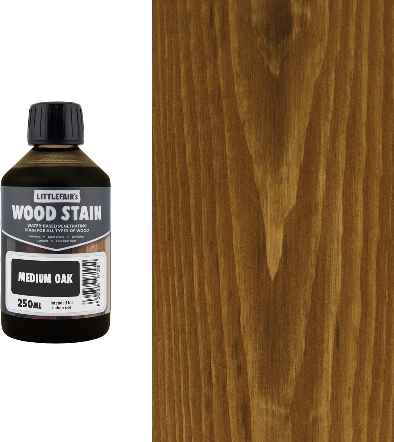 Littlefair's Wood Stain Water Based - 8.5oz/250ml - Indoor Furniture Stain Light & Dark Finishes - Special Non Toxic & Eco Friendly Formula - Wood Stain for Crafts - Color: Antique Stripped Pine
