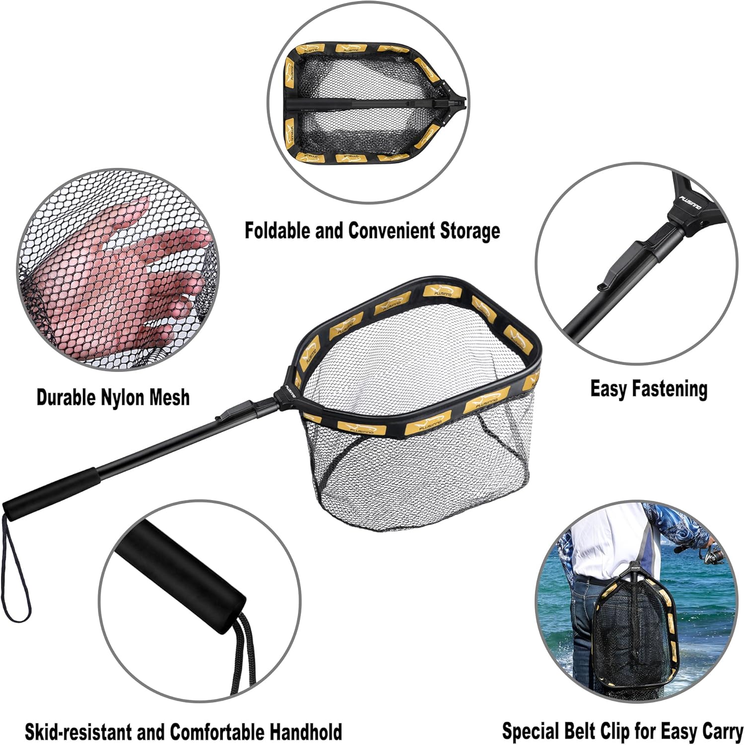 PLUSINNO Floating Fishing Net for Steelhead, Salmon, Fly, Kayak, Catfish, Bass, Trout Fishing
