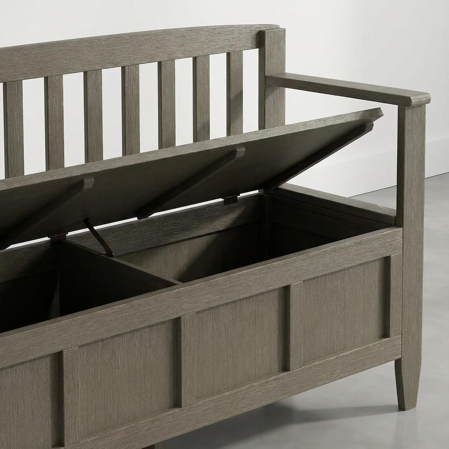 SIMPLIHOME Connaught 30" Wide Solid Wood Storage Bench in Chestnut Brown | Contemporary entryway bench with lift-up lid and hidden storage; mudroom, hallway, foyer, or shoe bench.