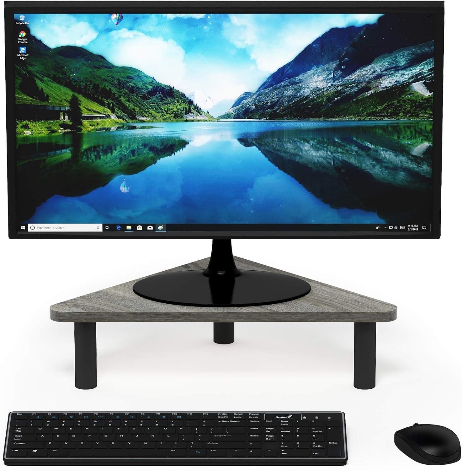 FURINNO Turn-N-Tube Monitor Stand, French Oak Grey/Black