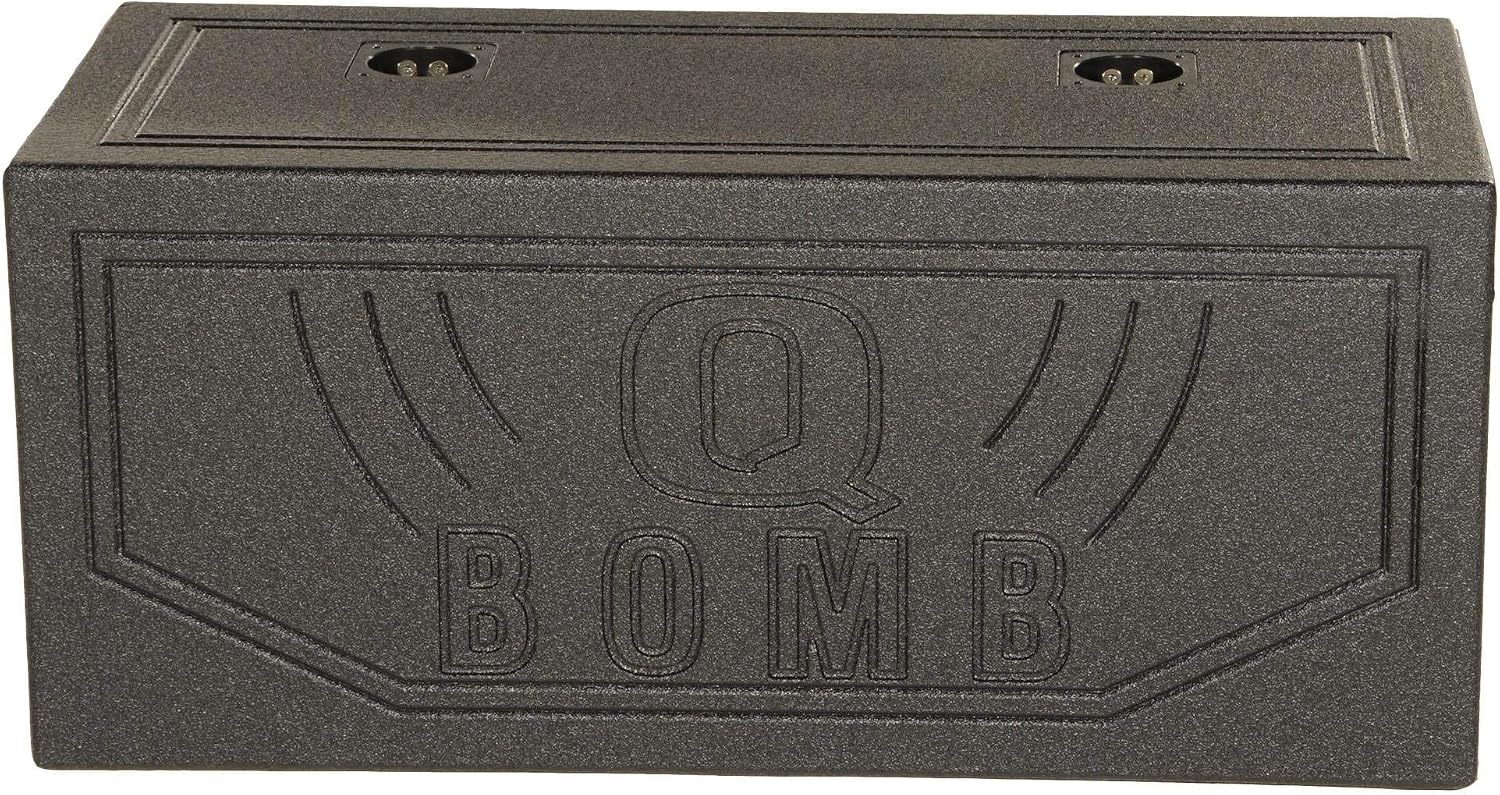 Q Power Q Bomb Series 15" Dual Ported SubwooferSpeaker Enclosure | Vented Sub Box Chamber Design with Black Bed Liner Spray Finish, Car Audio Sound System Accessory