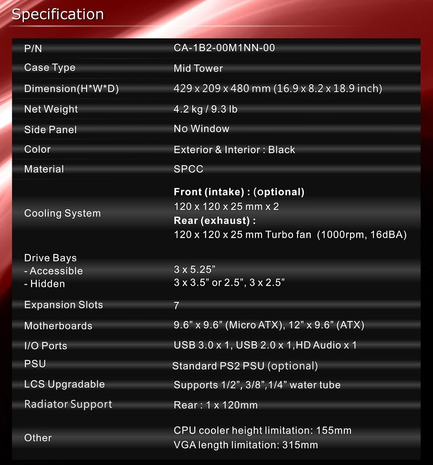 Thermaltake Versa H21 SPCC ATX Mid Tower Computer Chassis CA-1B2-00M1NN-00,Black