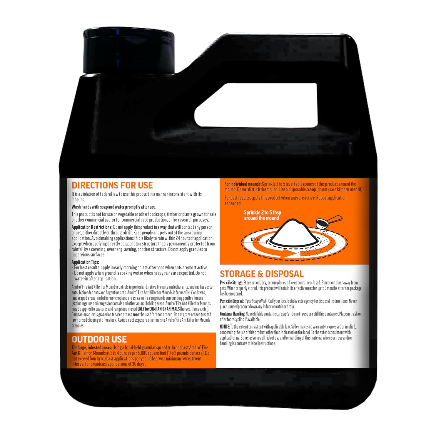 Amdro Fire Ant Killer for Mounds, 1 Lb | Dual-action fire ant killer granules, targets visible and hidden mounds, kills imported and native fire ants
