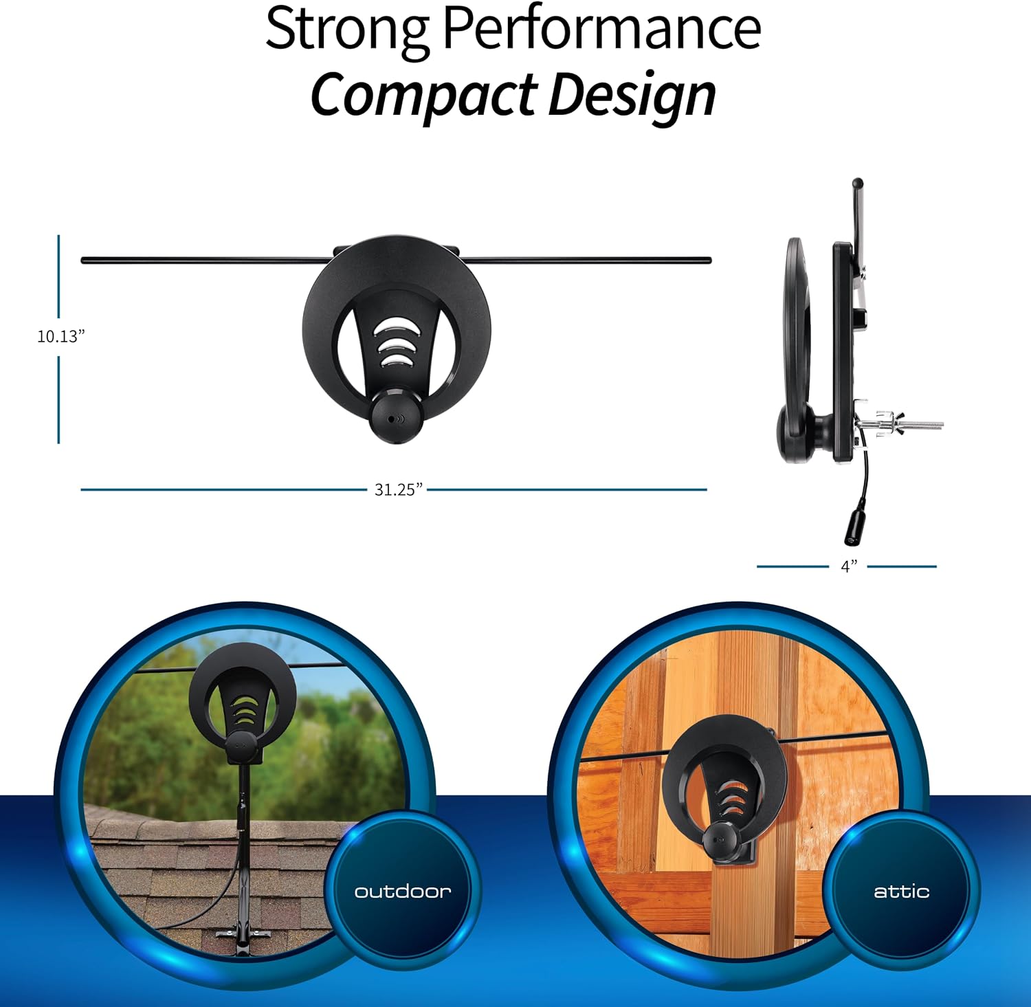 Antennas Direct ClearStream 1MAX HDTV Antenna UHF VHF Multi-Directional, 40+ Mile Range, 4K 8K UHD