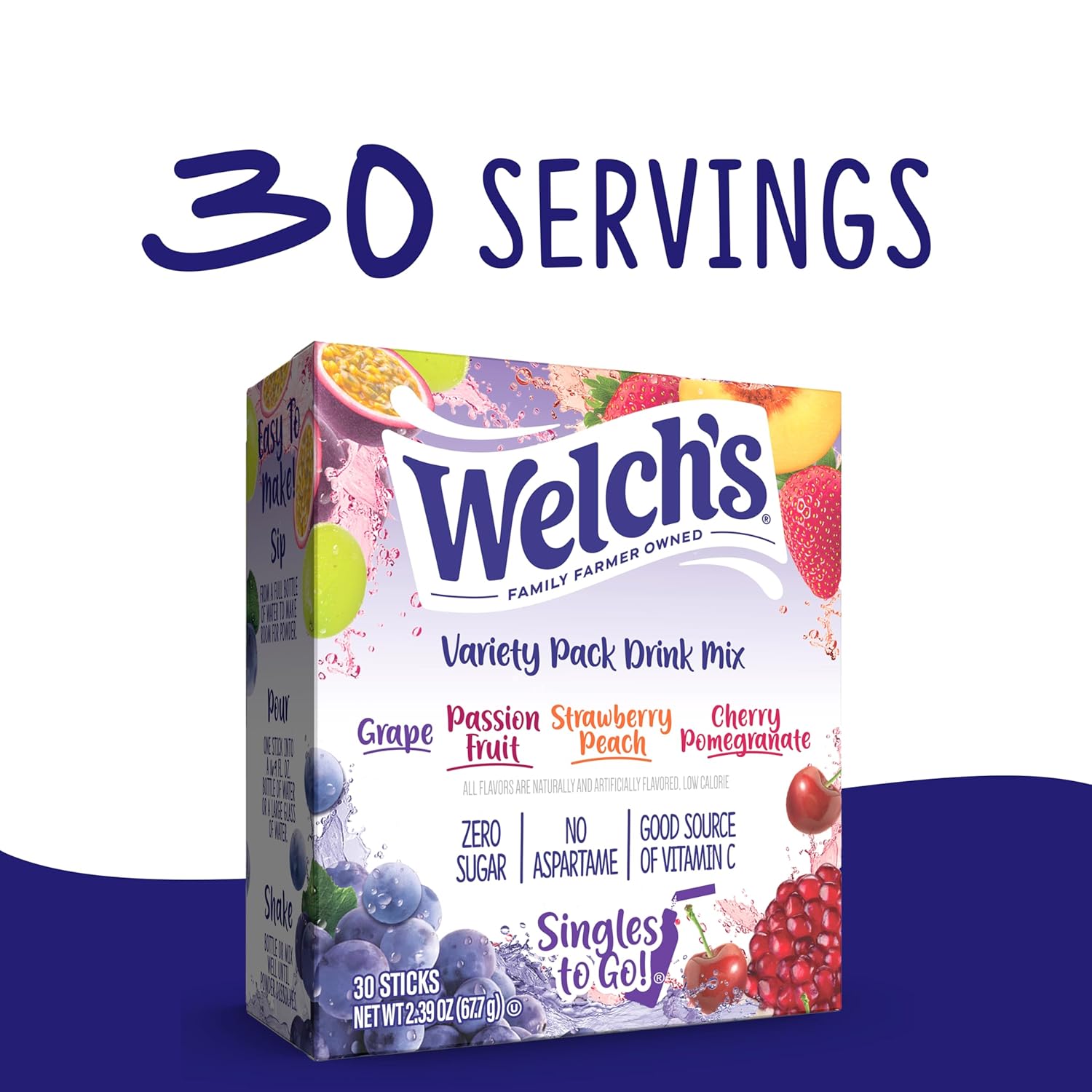Singles To Go! Welch's Water Drink Mix, Grape, 72 Packets