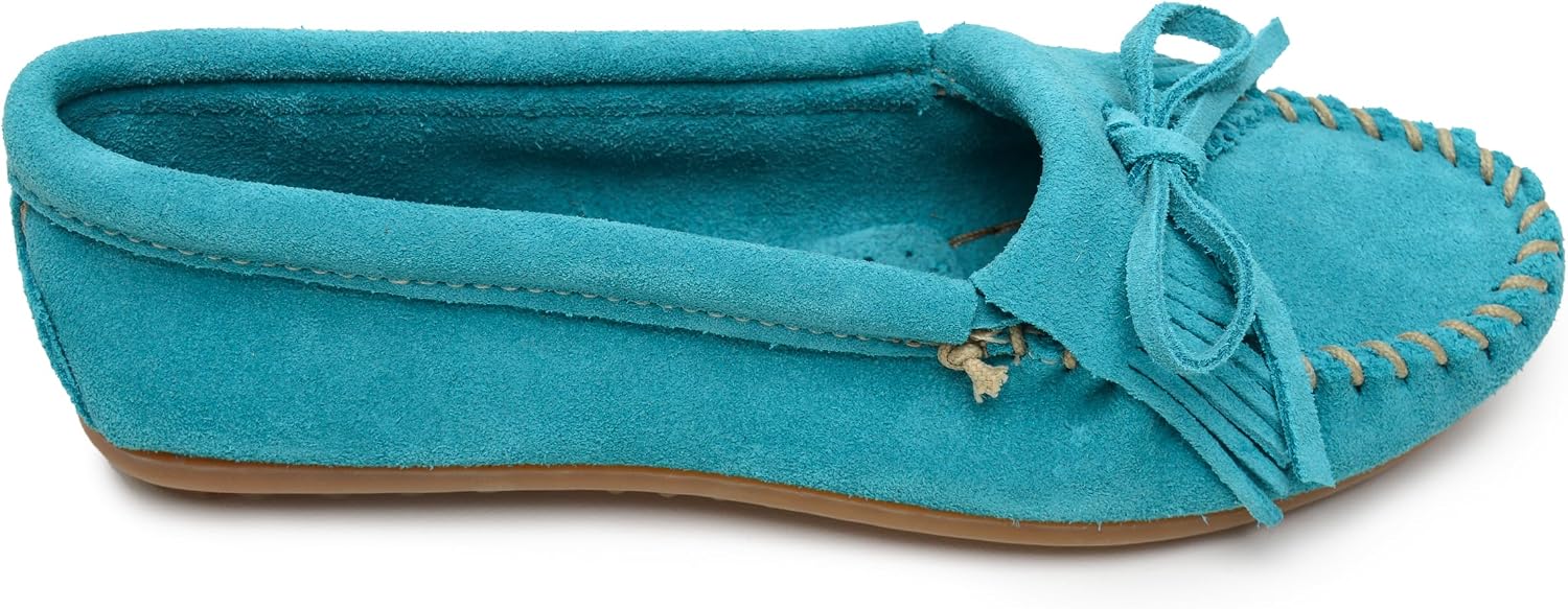 Minnetonka Women's Kilty Suede Hardsole Moccasin