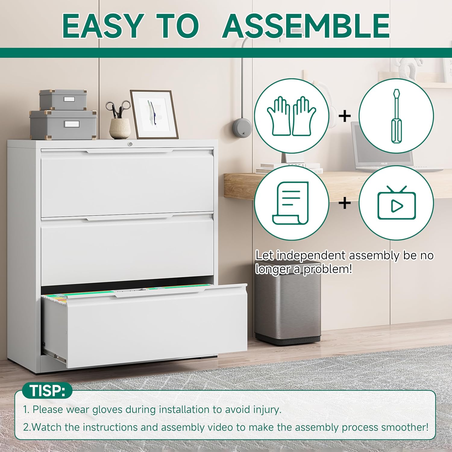 3 Drawer File Cabinet with Lock,Vertical Filing Cabinets for Home Office,Heavy Duty Metal File Cabinet for Hanging A4/Letter/Legal Size File,Vertical File Cabinet 15" W X 17.8" D X 38.3" H-Black