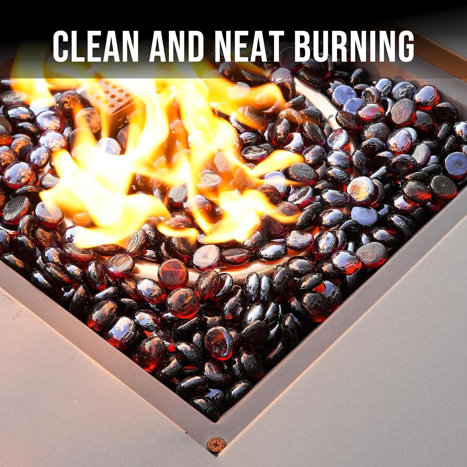 Skyflame 10-Pound Fire Glass Beads for Fire Pit Fireplace, Onyx Black