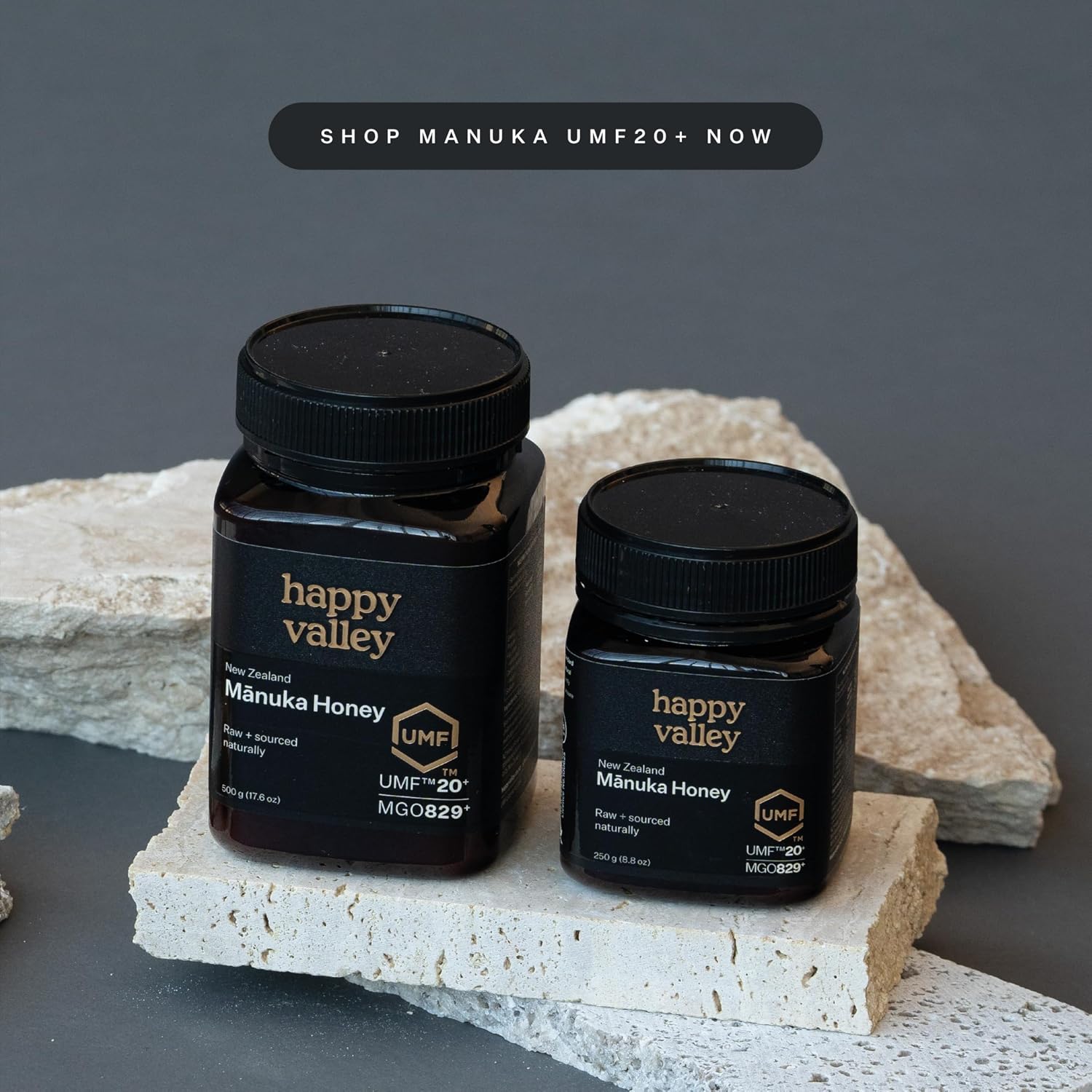 Happy Valley UMF 20+ Mānuka Honey, MGO 829+, Rare High-Grade Raw New Zealand Honey, Superfood for Immune and Digestive Support, UMF Certified