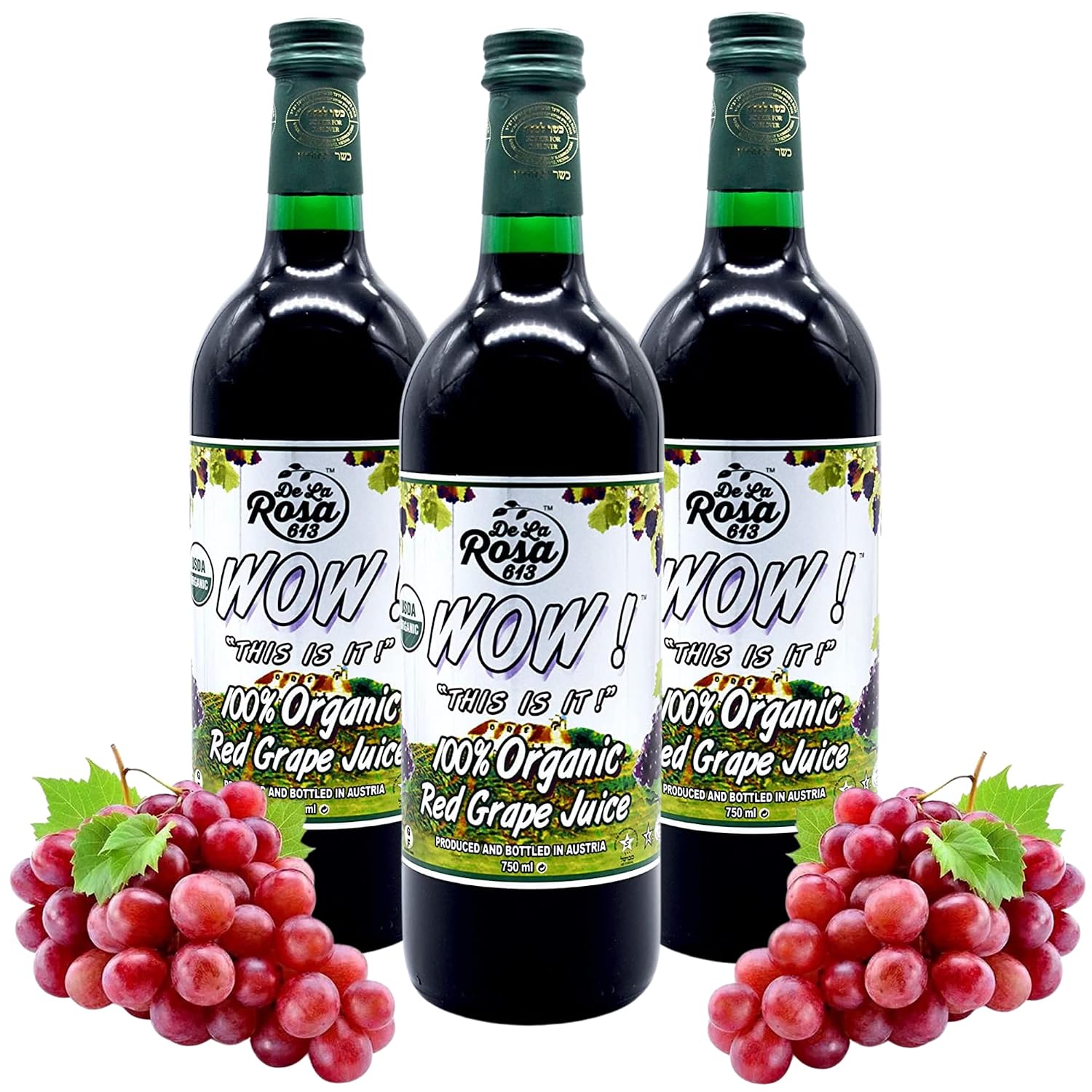 De La Rosa Organic Austrian Kosher Red Grape Juice (25.4 oz - 2pack)