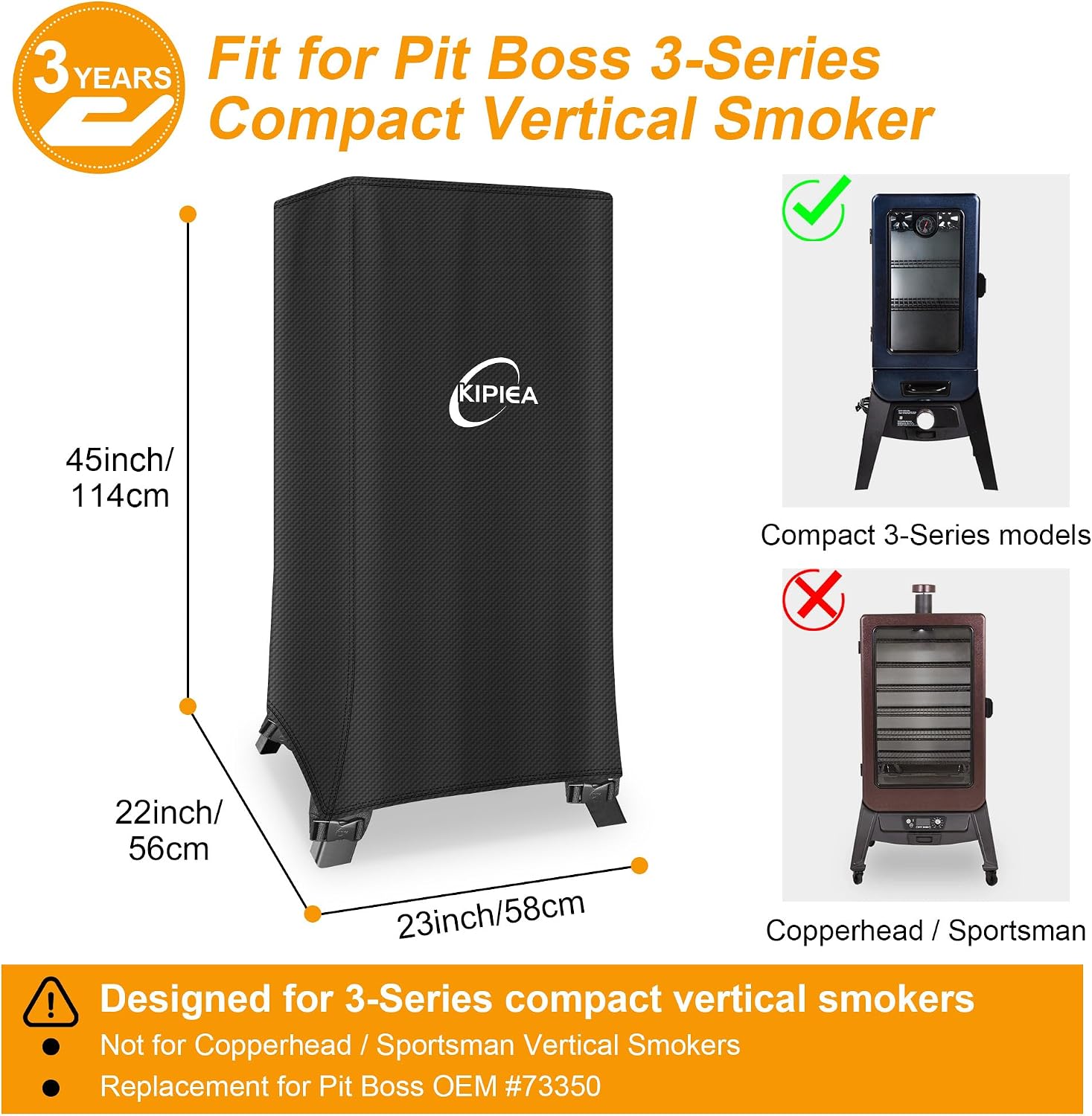 600D Vertical Smoker Cover for Pit Boss 3/4 / 5/7 Series, Waterproof Pellet Grill Cover, 73550, UV Resistant, No Tear, No Fading