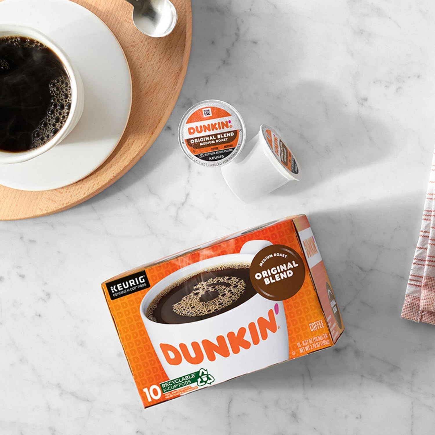 Dunkin’ Original Blend Medium Roast Coffee, Keurig K-Cup Pods, 60 Count | 6 boxes of 10 single serve coffee pods each, Rich & smooth flavor, Made with arabica coffee, Shelf stable, SNAP EBT eligible