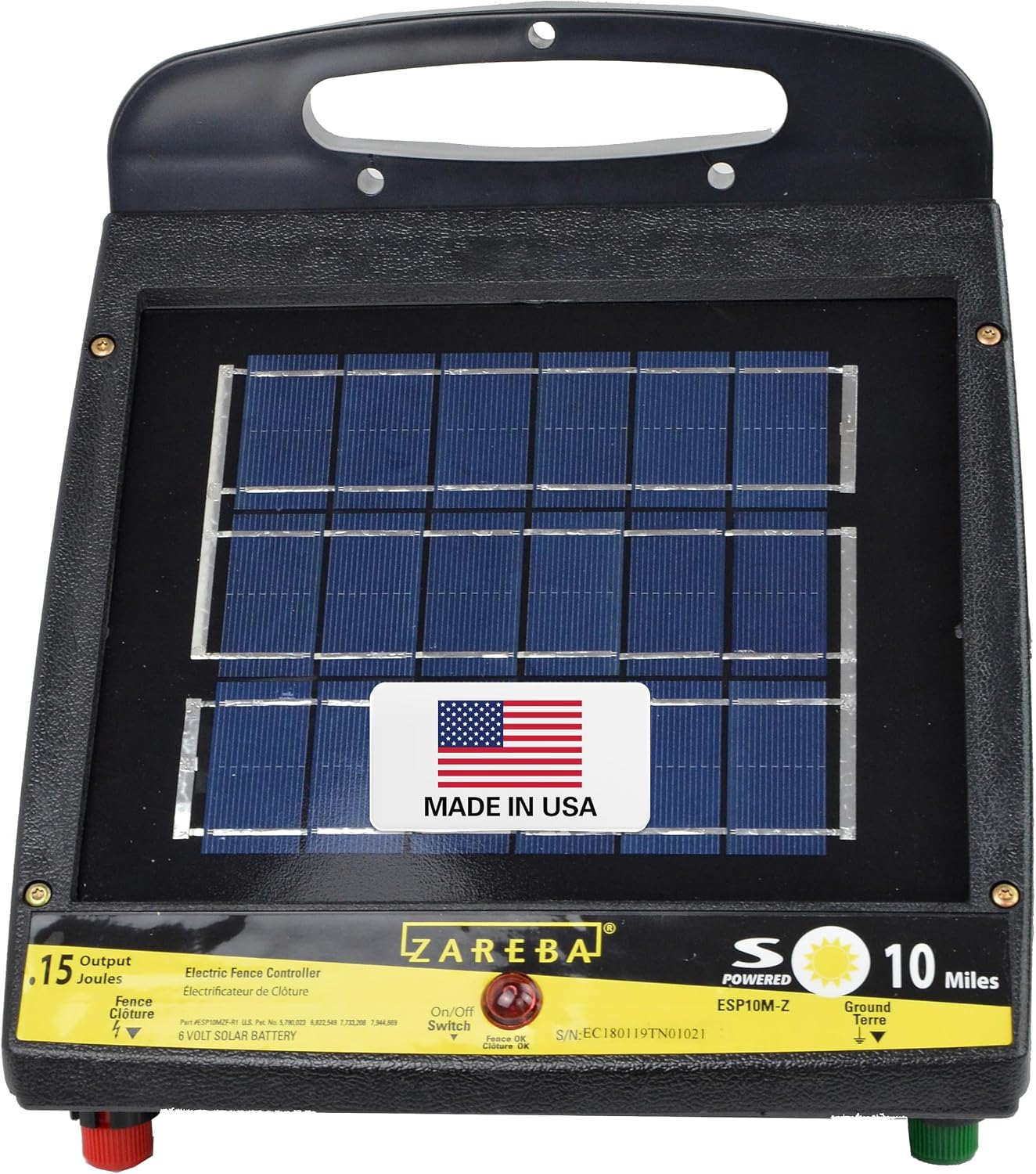 Zareba 10 Mile Solar Powered Low Impedance Electric Fence Charger | Contain Cattle, Horses, Goats, & Livestock, 0.15 Output Joules