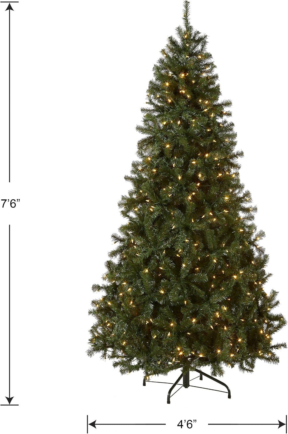 National Tree Company 7.5ft Pre-Lit North Valley Spruce Christmas Tree | 550 LED Lights, 1, 346 Tips, 10 Light Functions, Foot Pedal, Includes Stand