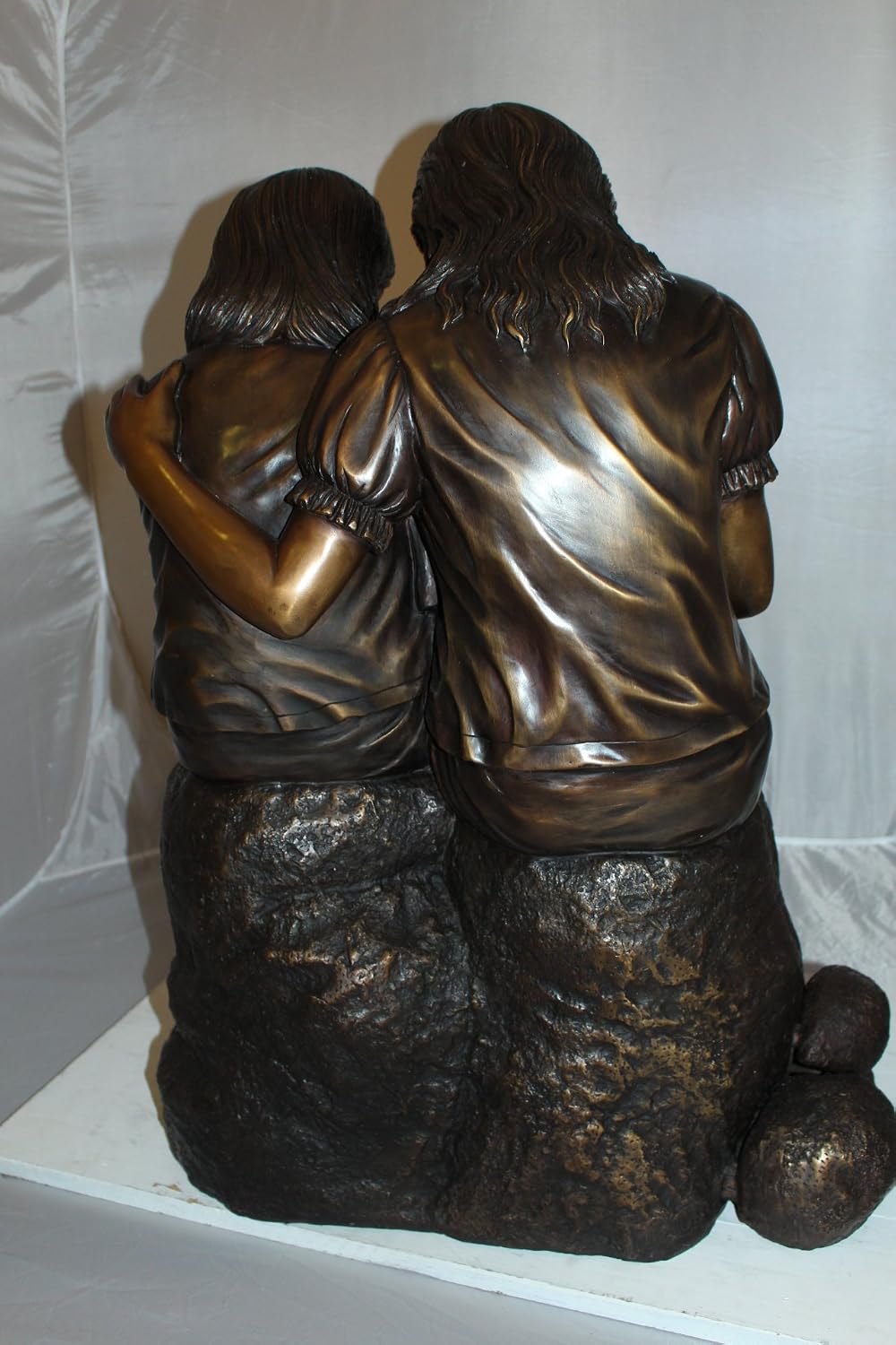 Nifao Two Children with Bird, Kids Medium Bronze Statue, 18"L x 26"W x 34"H
