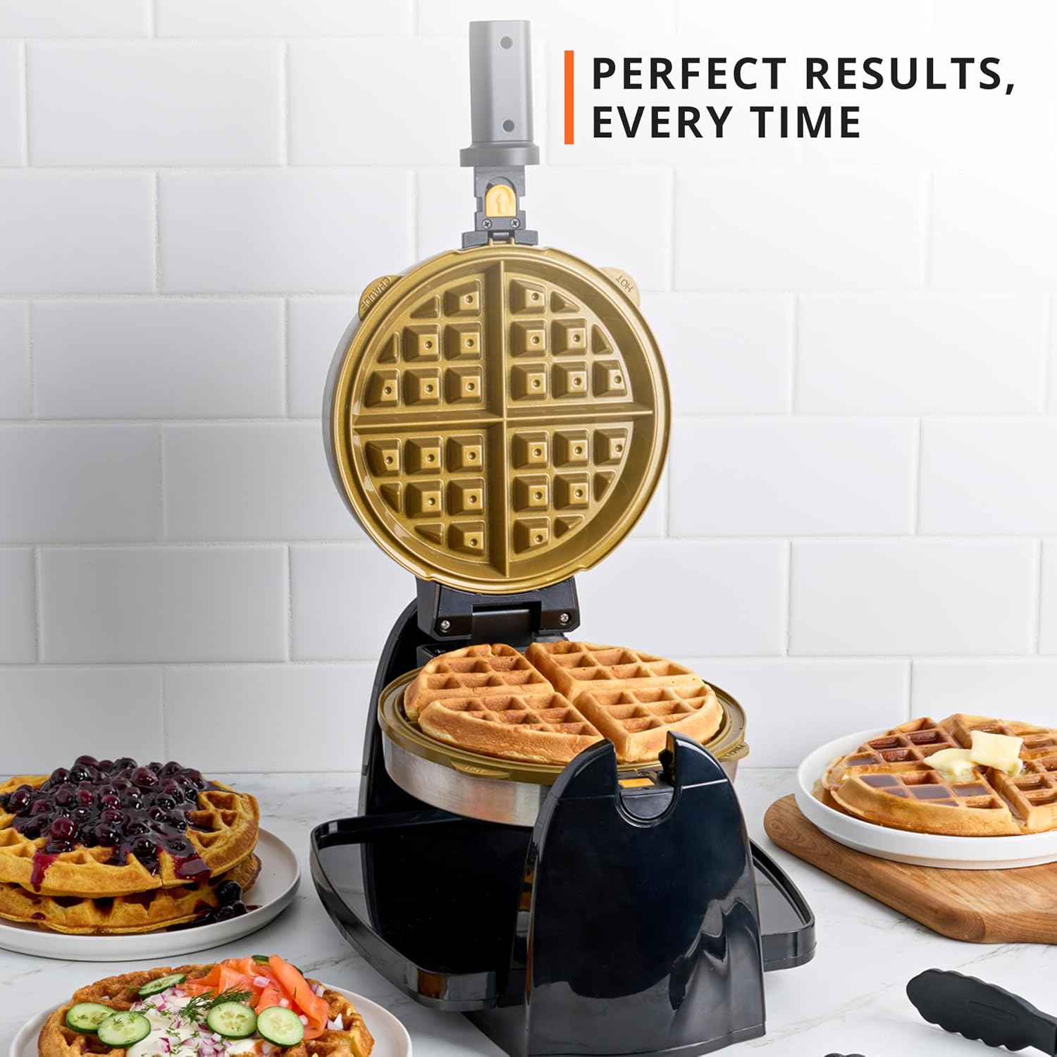 KRUPS 4-Slice Belgian Waffle Maker: Stainless Steel, 5 Browning Levels, Audible Ready Beep, Removable Plates, 1200W, Silver/Black, Large Waffle Maker Family Size, Great for Family Breakfasts