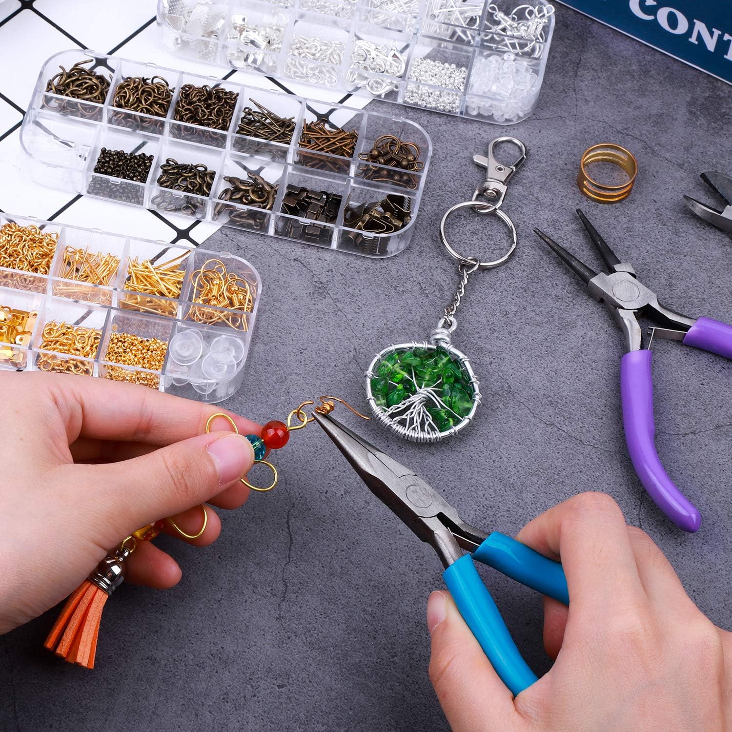 PAXCOO Jewelry Making Supplies Kit, Jewelry Making Kit with Jewelry Making Tools, Jewelry Wires and Jewelry Findings for Jewelry Making