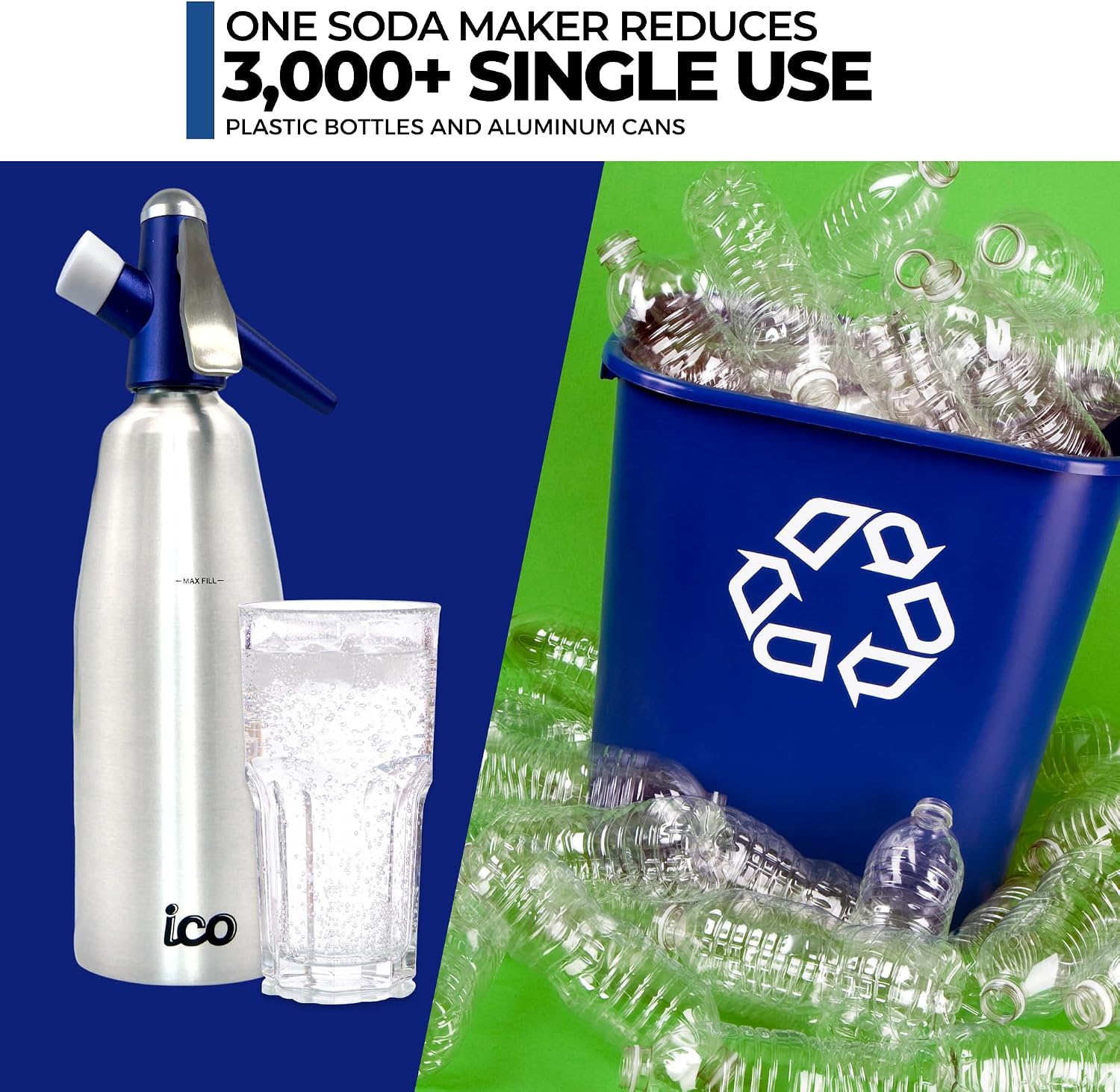 Premium Soda Siphon (1-Pint), Portable Sparkling Water Maker and Soda Maker | Carbonated Water Machine to Make Soda Water, Cocktails, Hard Seltzers
