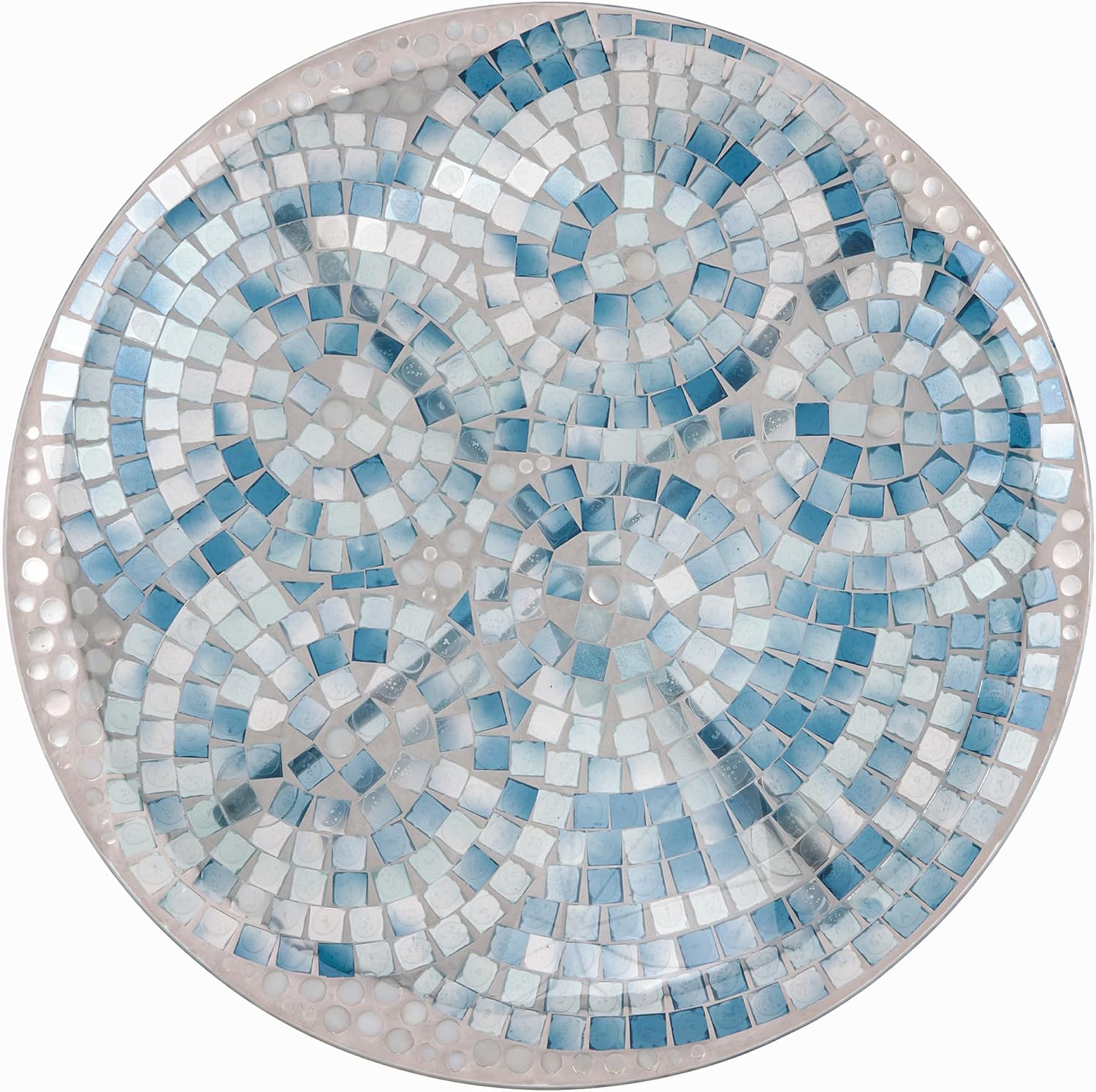 Alpine Corporation 24" Tall Outdoor Floral Mosaic Glass Birdbath with Metal Stand and Detachable 18 Inch Diameter Bowl, Garden Decor