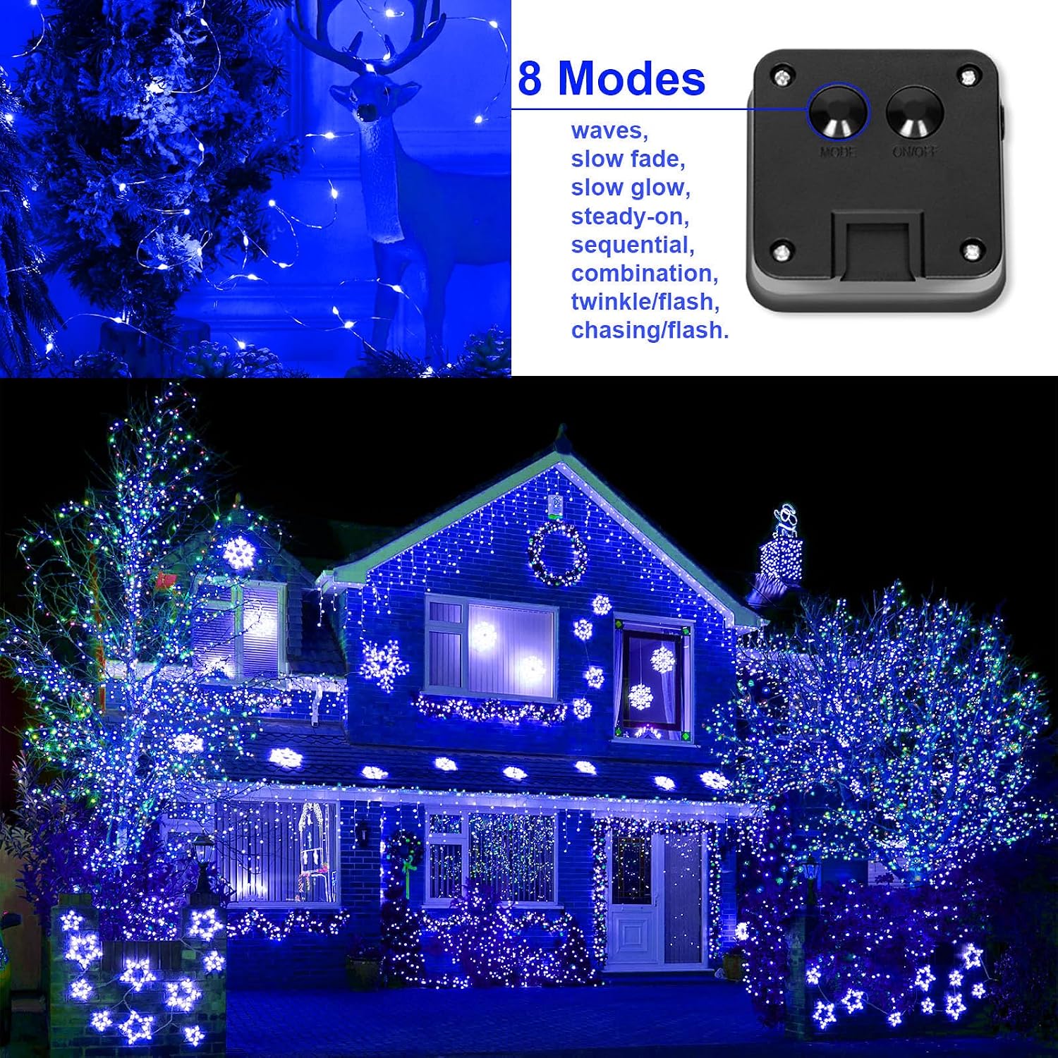 Solar Fairy String Lights, Cool White, 100Led, Outdoor Waterproof