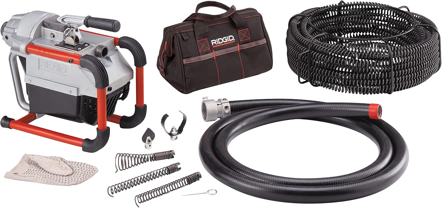 RIDGID 66497 K-60SP-SE Sectional Machine, Sectional Sewer Machine with A-61 Auger Tool Kit and A-62 Drain Cable Kit, Drain Cleaner Machine