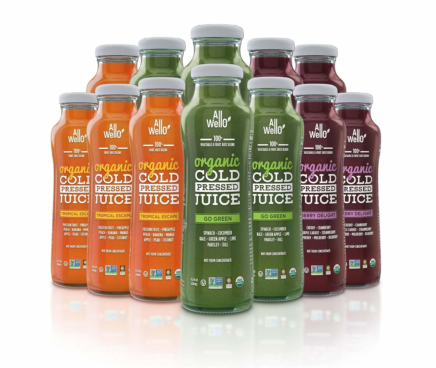 Organic Juice Variety Pack, Cold-Pressed, Non-GMO, 6 Pack