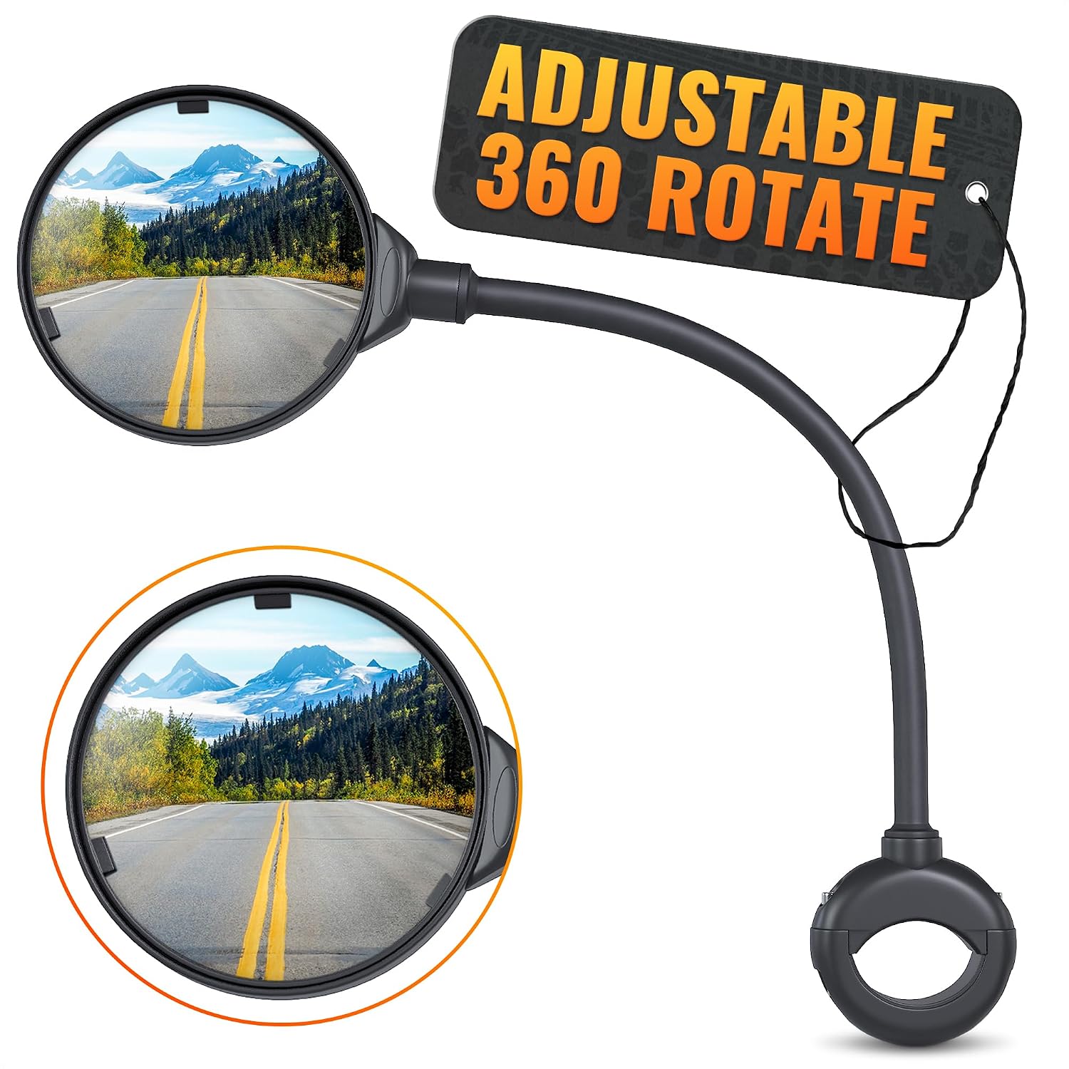 2 Pcs Bike Mirror Handlebar Mount, Convex and 360° Adjustable View