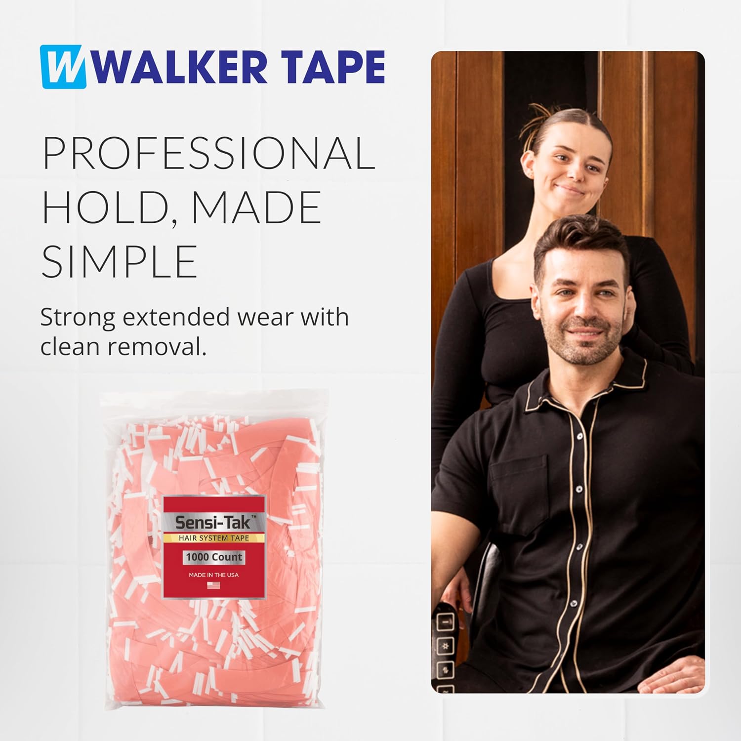 Walker Tape Sensi-Tak Secure Hairpiece Roll 1" x 12 Yards, Extended Wear Wig Tape Double Sided Ultra Hold for Poly Systems, Clear Lace Wig Adhesive for Lace Front Wigs Human Hair and Toupee Adhesives