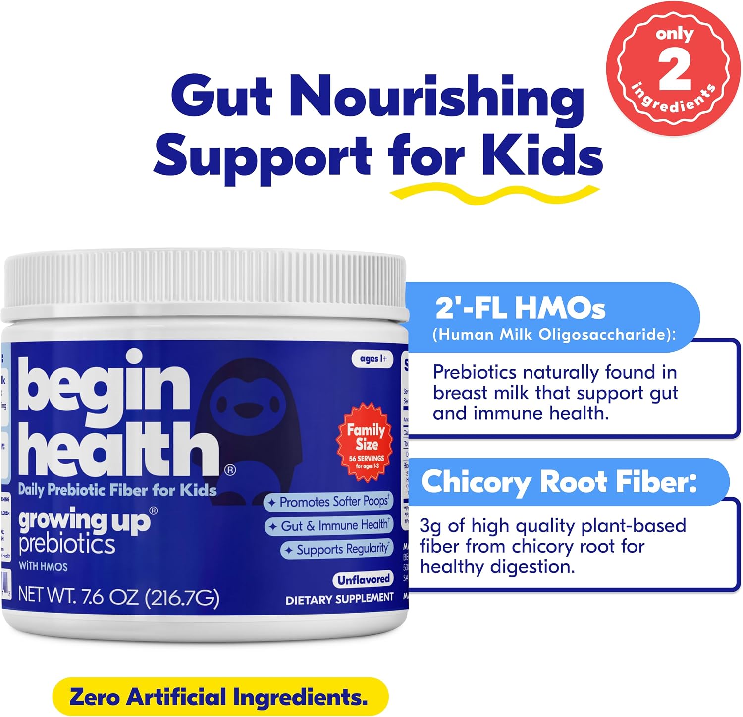 Begin Health Beginbaby® Prebiotics and Probiotics for Infants 0-12 Months | Baby Formula Prebiotic + Probiotic Powder with 2'-FL HMO's & B. Infantis for Optimal Digestion | 28-Packs - Unflavored