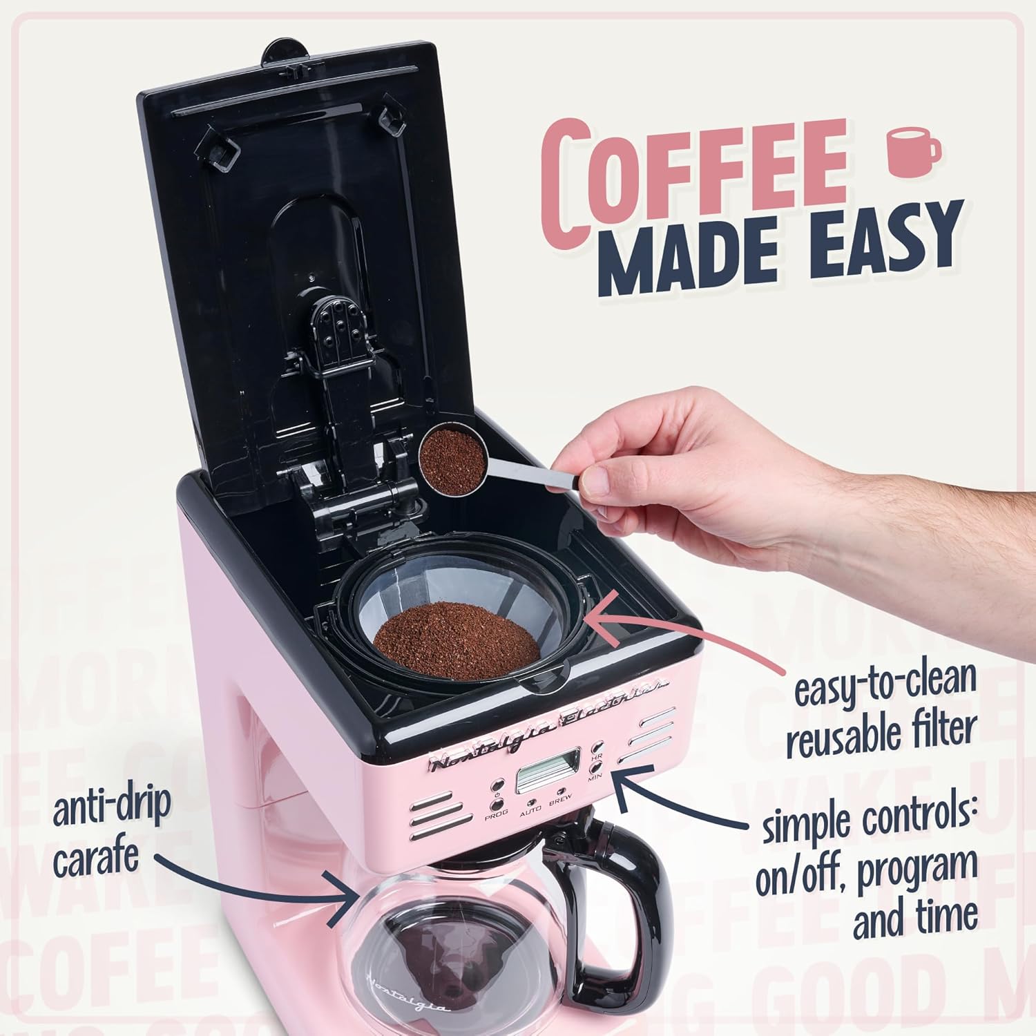 Nostalgia Retro 12-Cup Programmable Coffee Maker With LED Display, Automatic Shut-Off & Keep Warm, Pause-And-Serve Function, Aqua