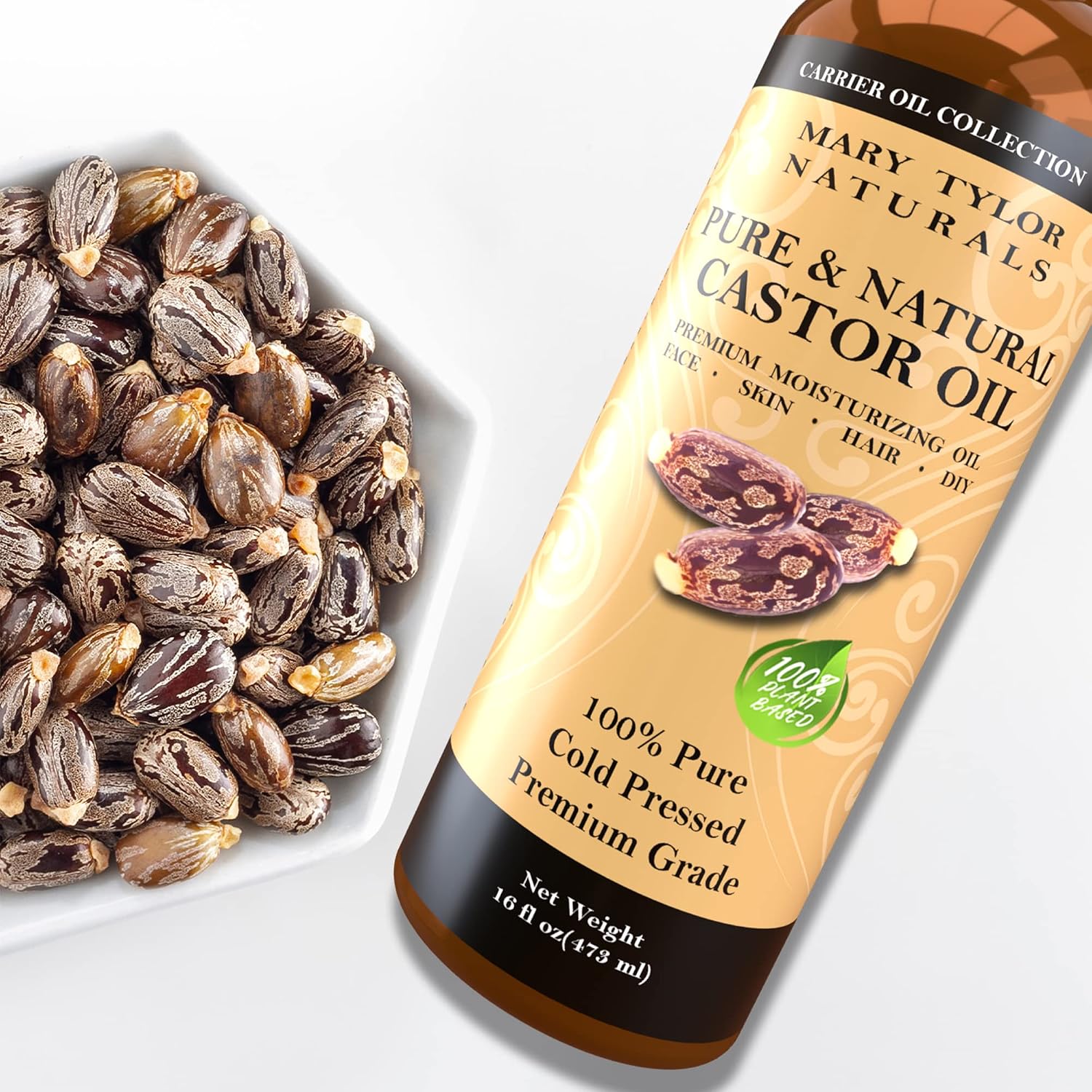 Mary Tylor Naturals Castor Oil 16 oz — Pure and Natural Cold Pressed, Hexane Free