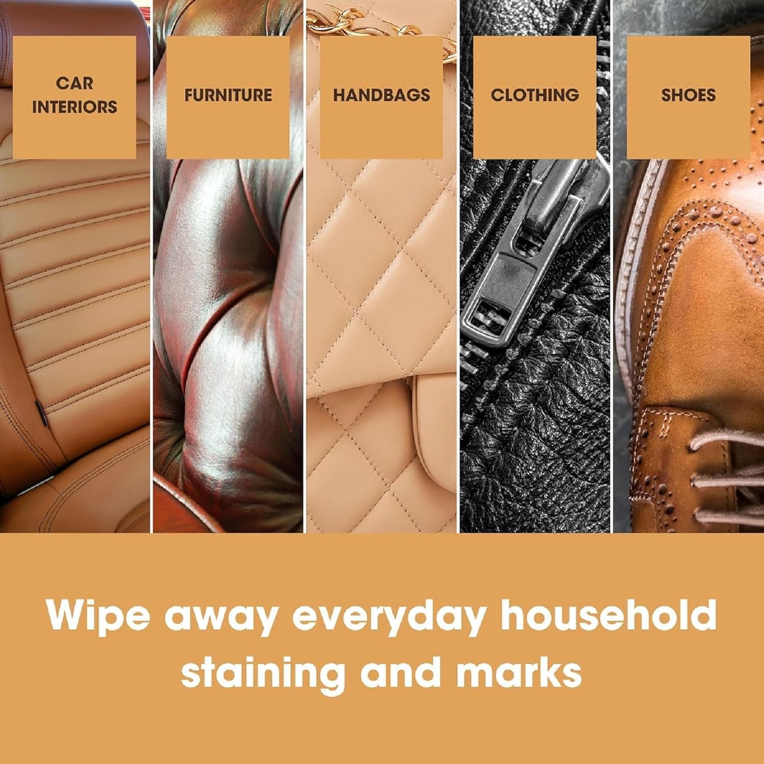 Furniture Clinic Large Leather Care Kit | Leather Cleaner + Conditioning Protection Cream for Furniture | Two 17oz Bottles + 1 Sponge & 1 Cloth | Restore Leather Couches, Car Seats, Jackets, & Boots