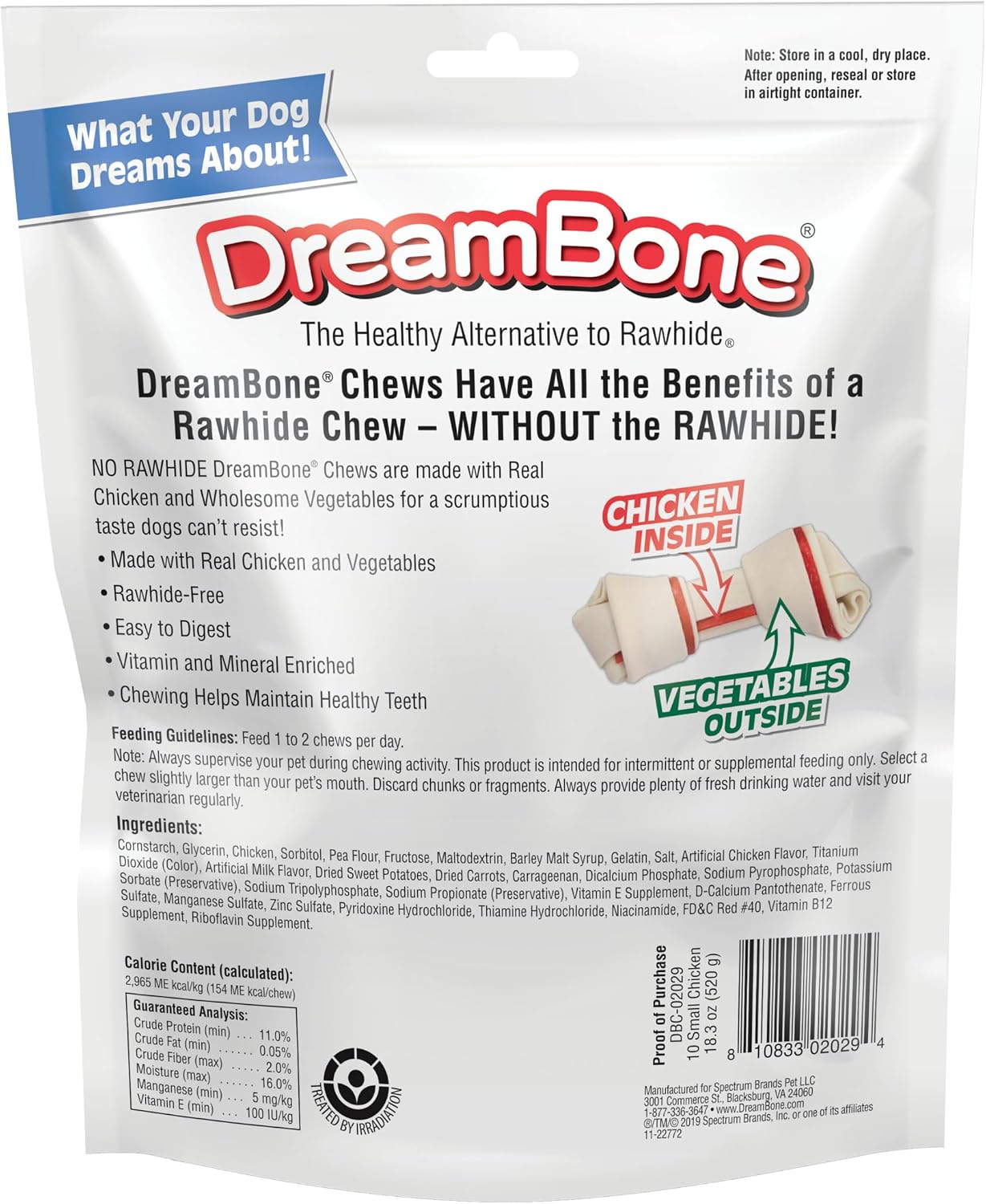 DreamBone Small Bone Rawhide-Free Dog Treats With Real Protein, 10 Count | Daily Chew, Digests Safely and Completely, Made With Real Chicken and Veggies, For Adult Dogs