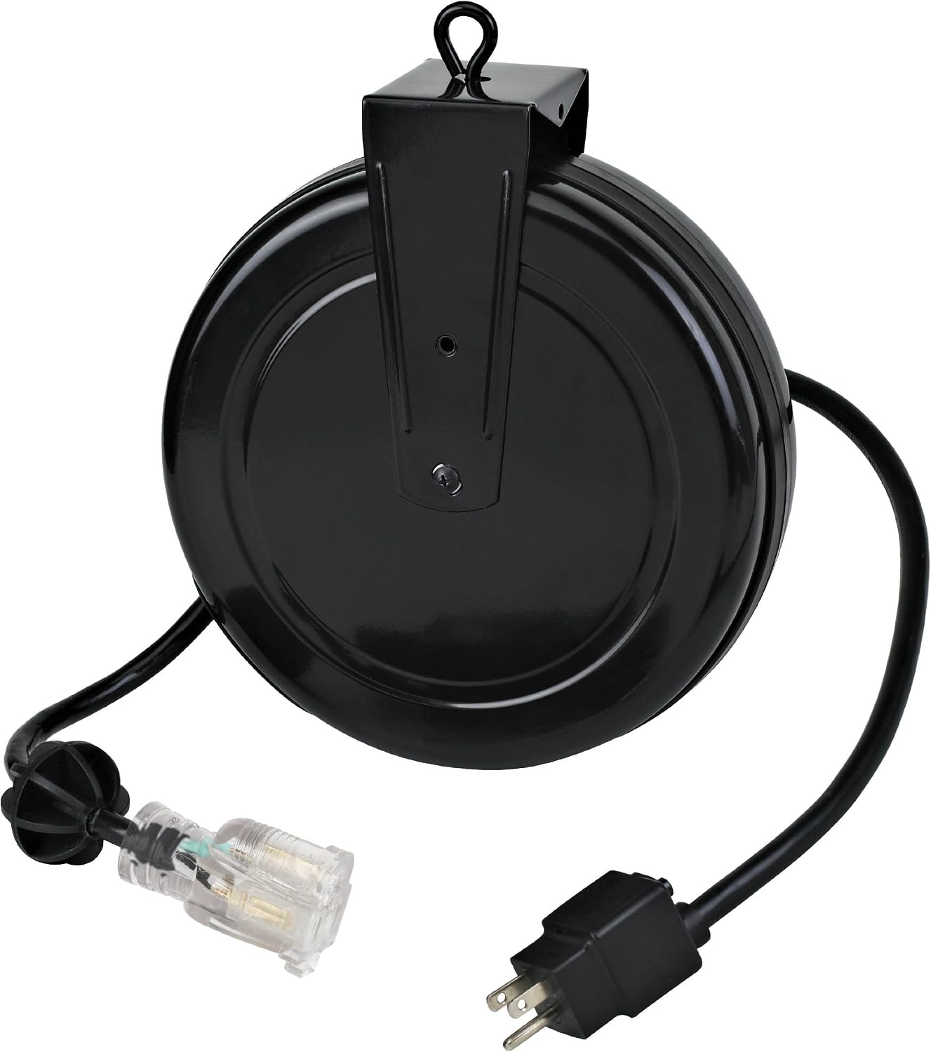 Alert ProReel Pro-Grade 5020TFC Heavy-Duty Retractable Extension Cord Reel | 20'- 12/3 SJTOW Single Tap Heavy Duty Cord | Clear 5-20R Receptacle