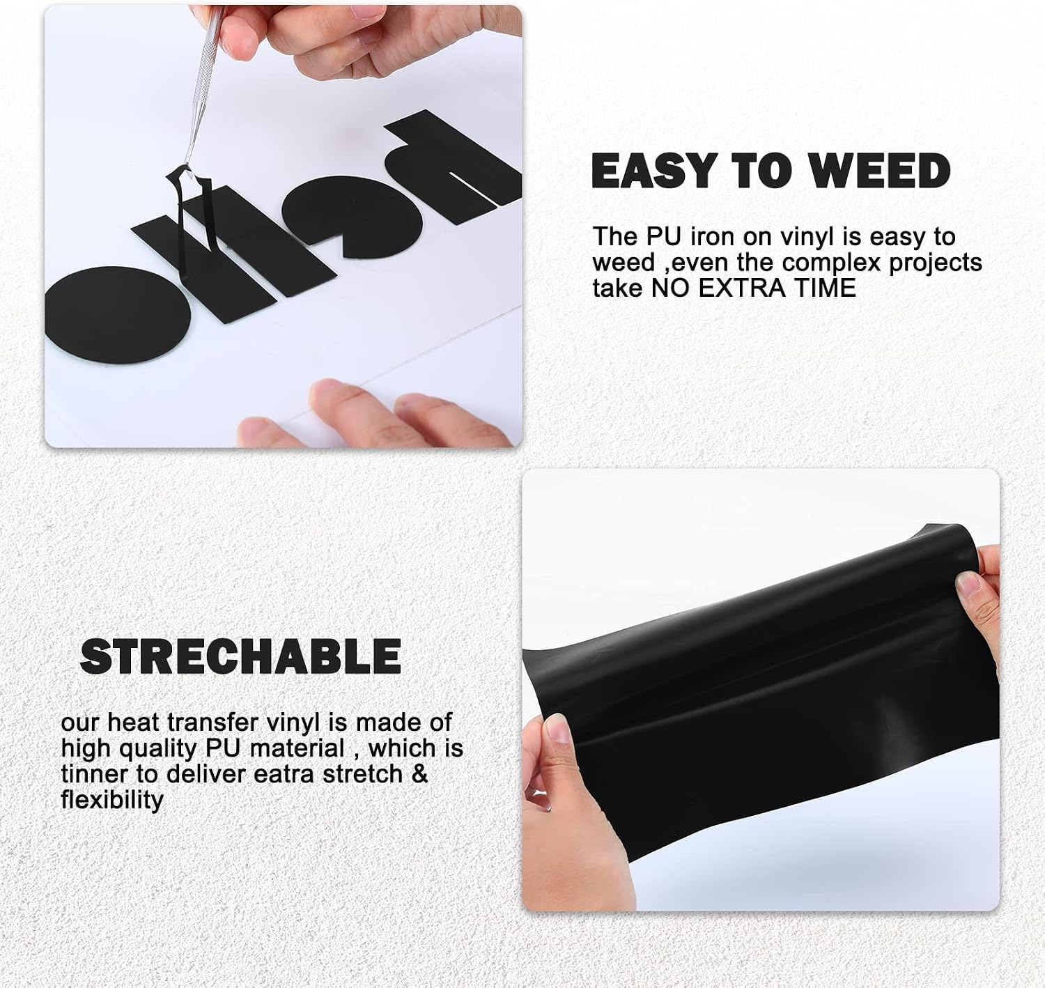 XSEINO HTV Heat Transfer Vinyl for T-Shirts 12"x10" -13Pack Perfect Iron On Vinyl for Cricut